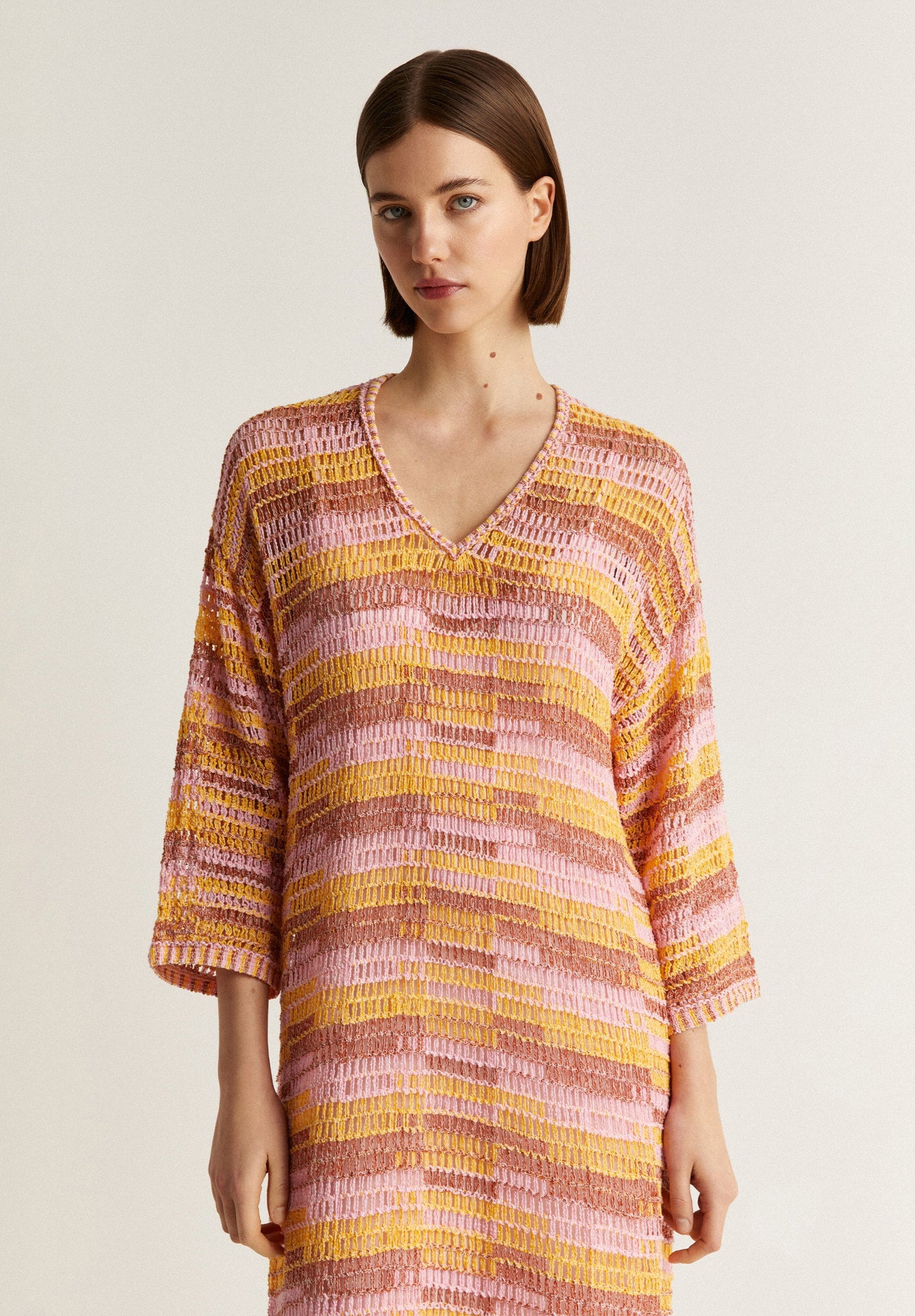 VESTIDO MIDI CROCHET MULTICOLORIDO
