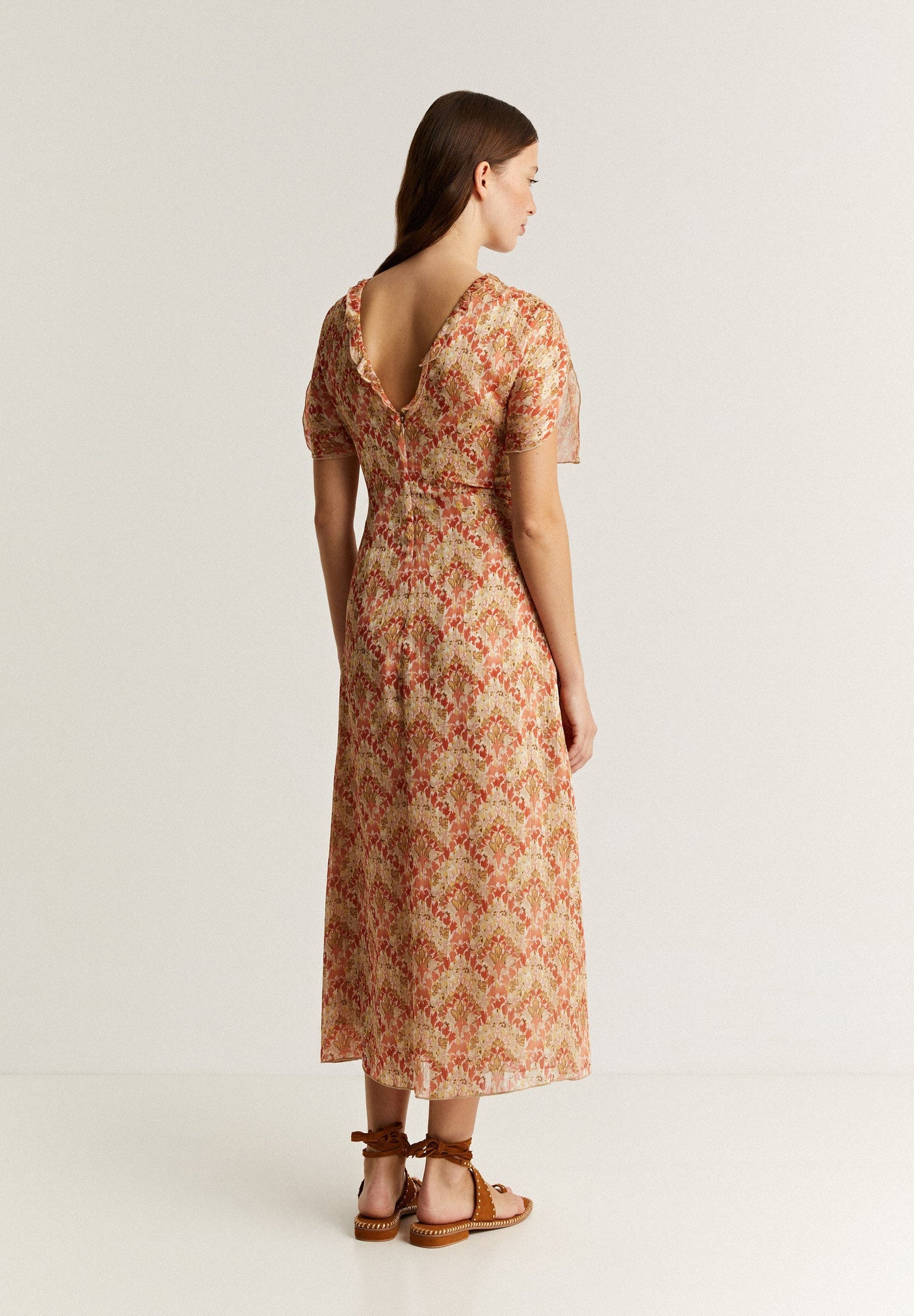 VESTIDO MIDI FRANZIDO FRONTAL