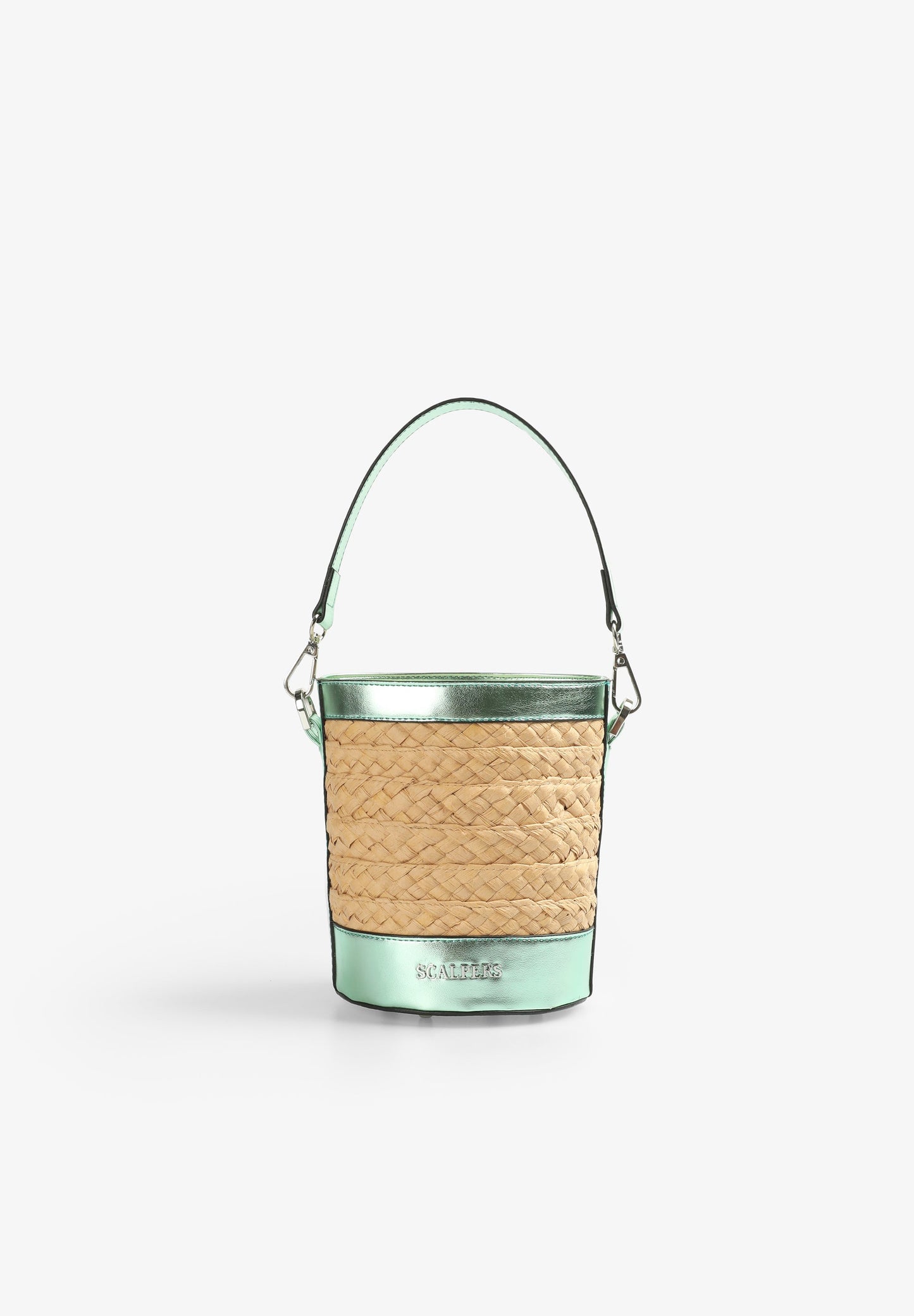 BUCKET BAG RÁFIA PORMENOR METALIZADO