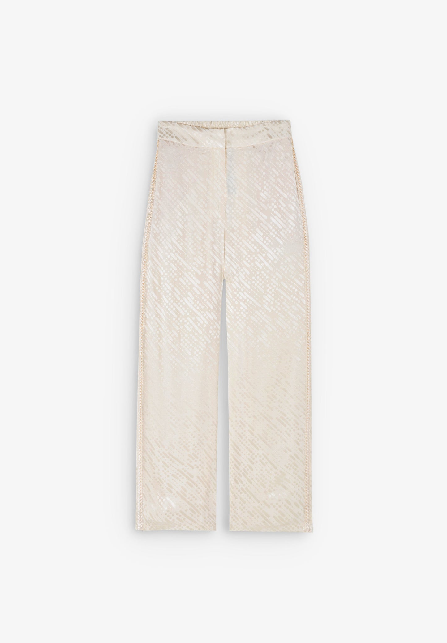CALÇAS JACQUARD PORMENORES METALIZADOS