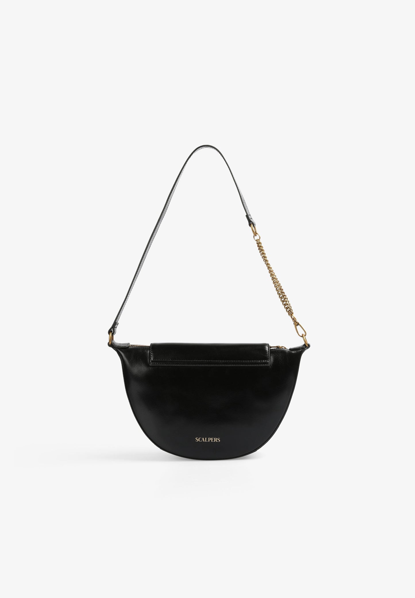 BOLSA EM PELE MEIA-LUA COM VIDROS