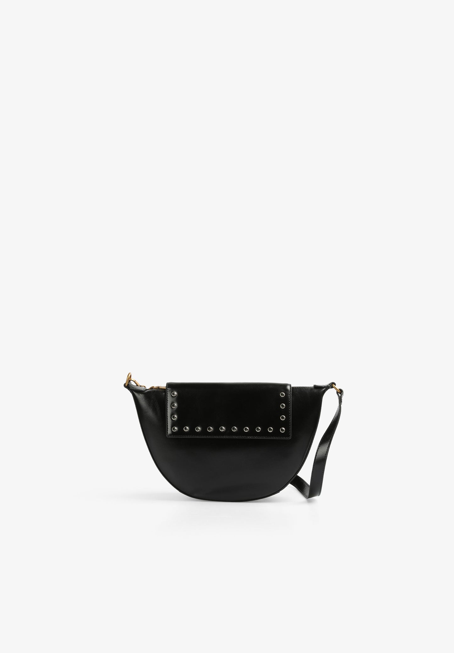 BOLSA EM PELE MEIA-LUA COM VIDROS