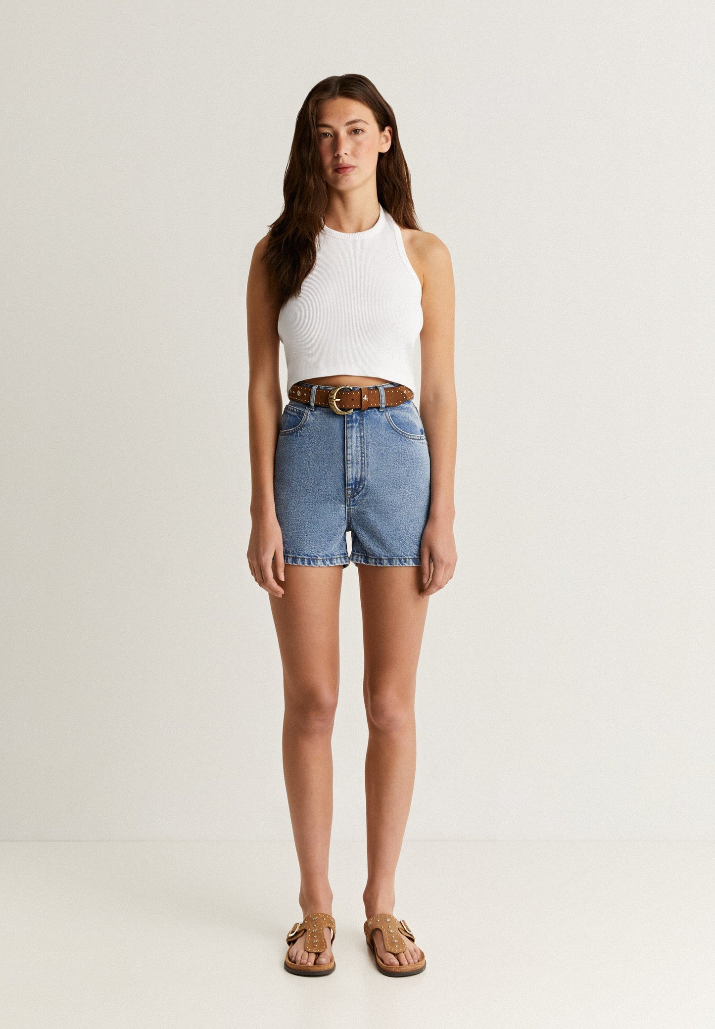 TOP CROPPED CANELADO HALTER