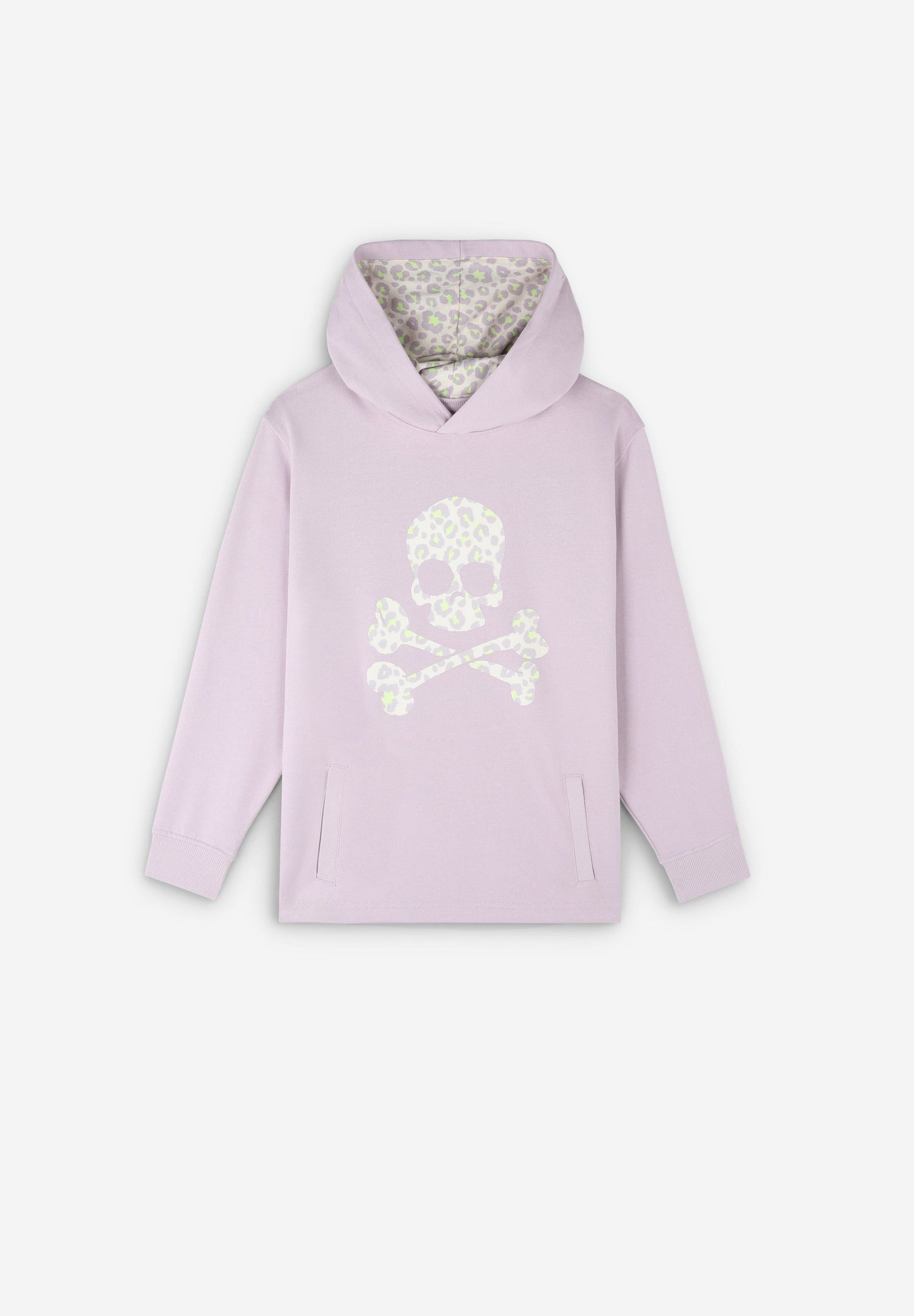 SWEATSHIRT COM CAPUZ E SKULL EM ESTAMPADO ANIMAL