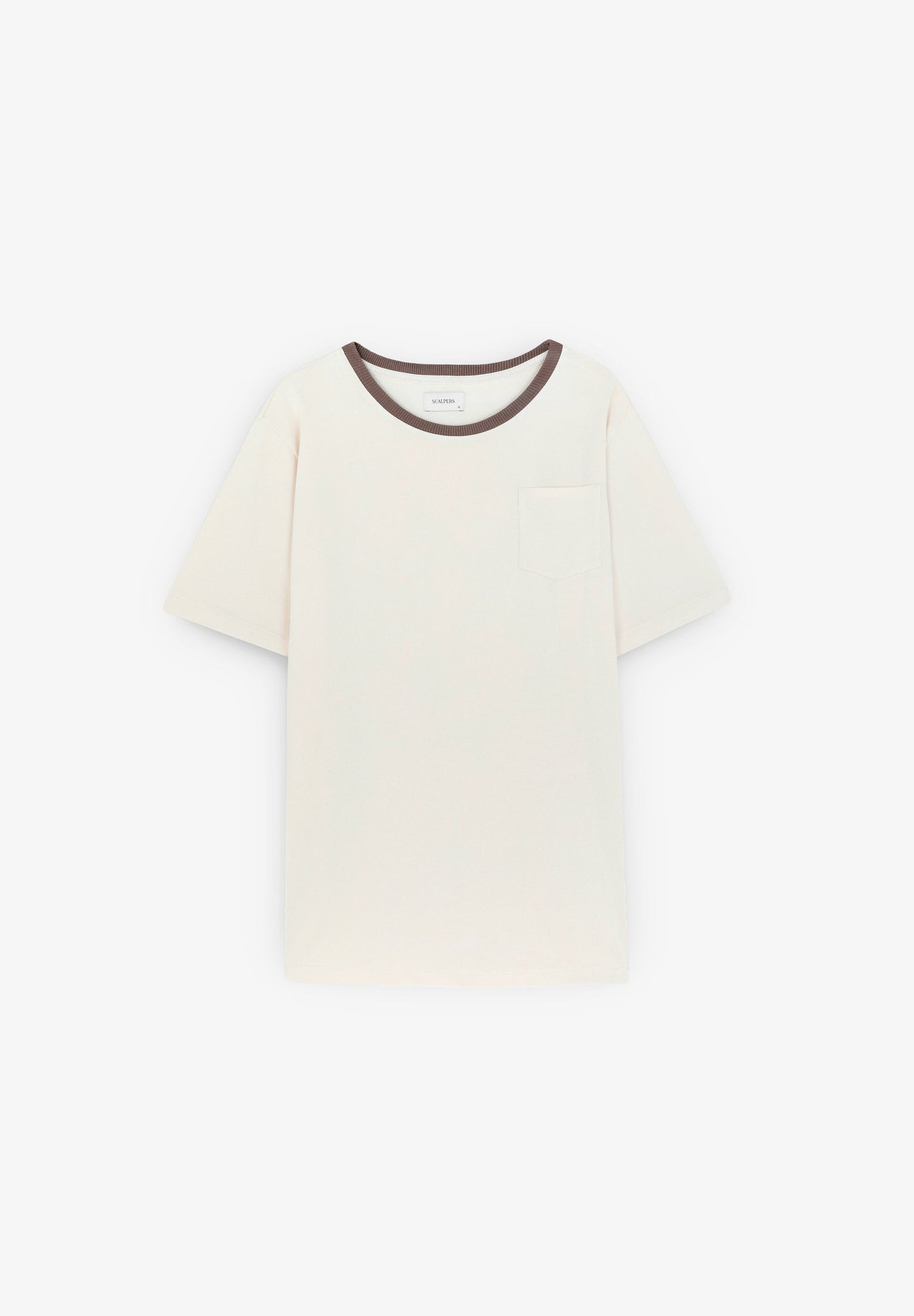 T-SHIRT PORMENOR DECOTE EM CONTRASTE