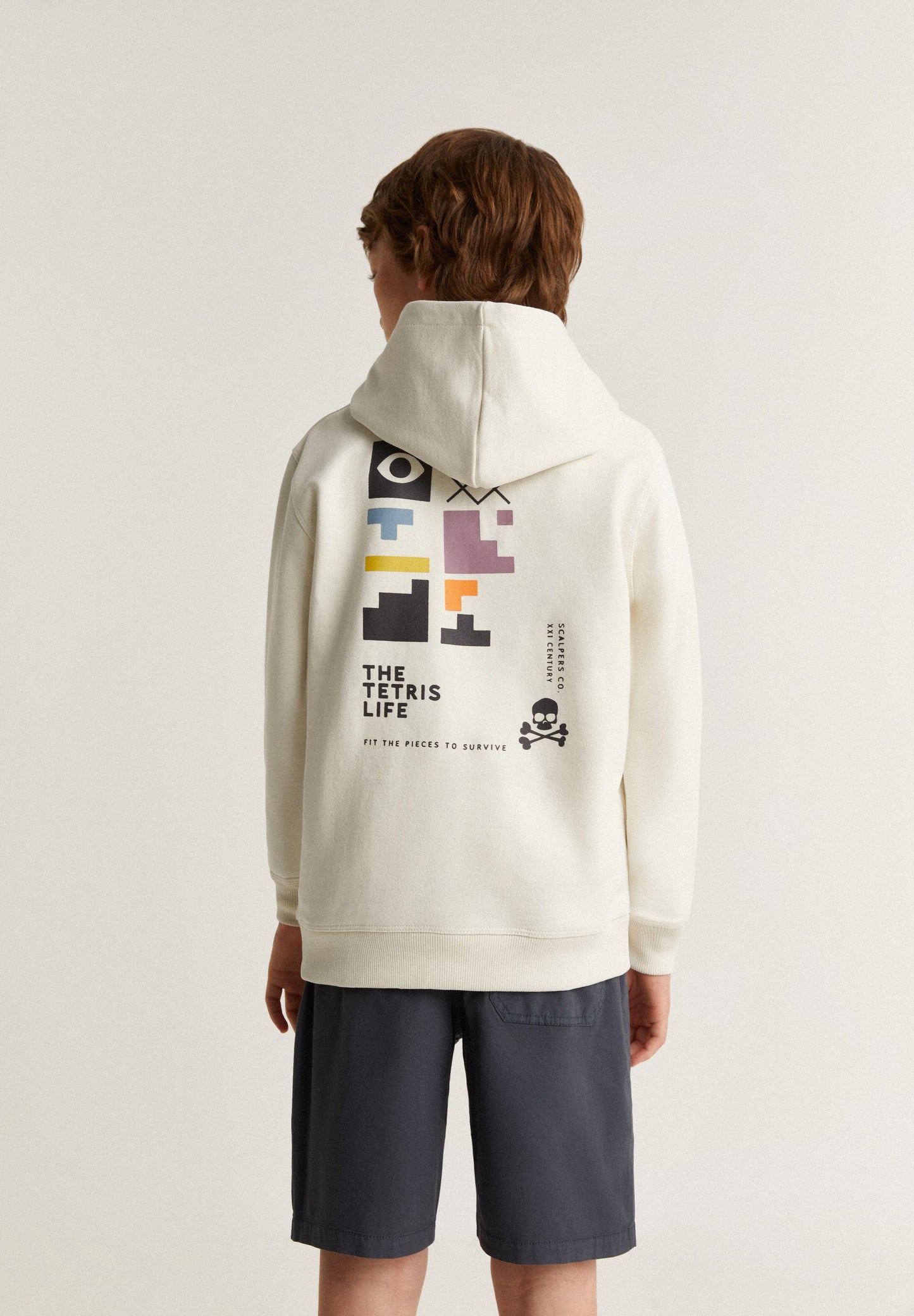 SWEATSHIRT COM CAPUZ E PADRÃO TETRIS