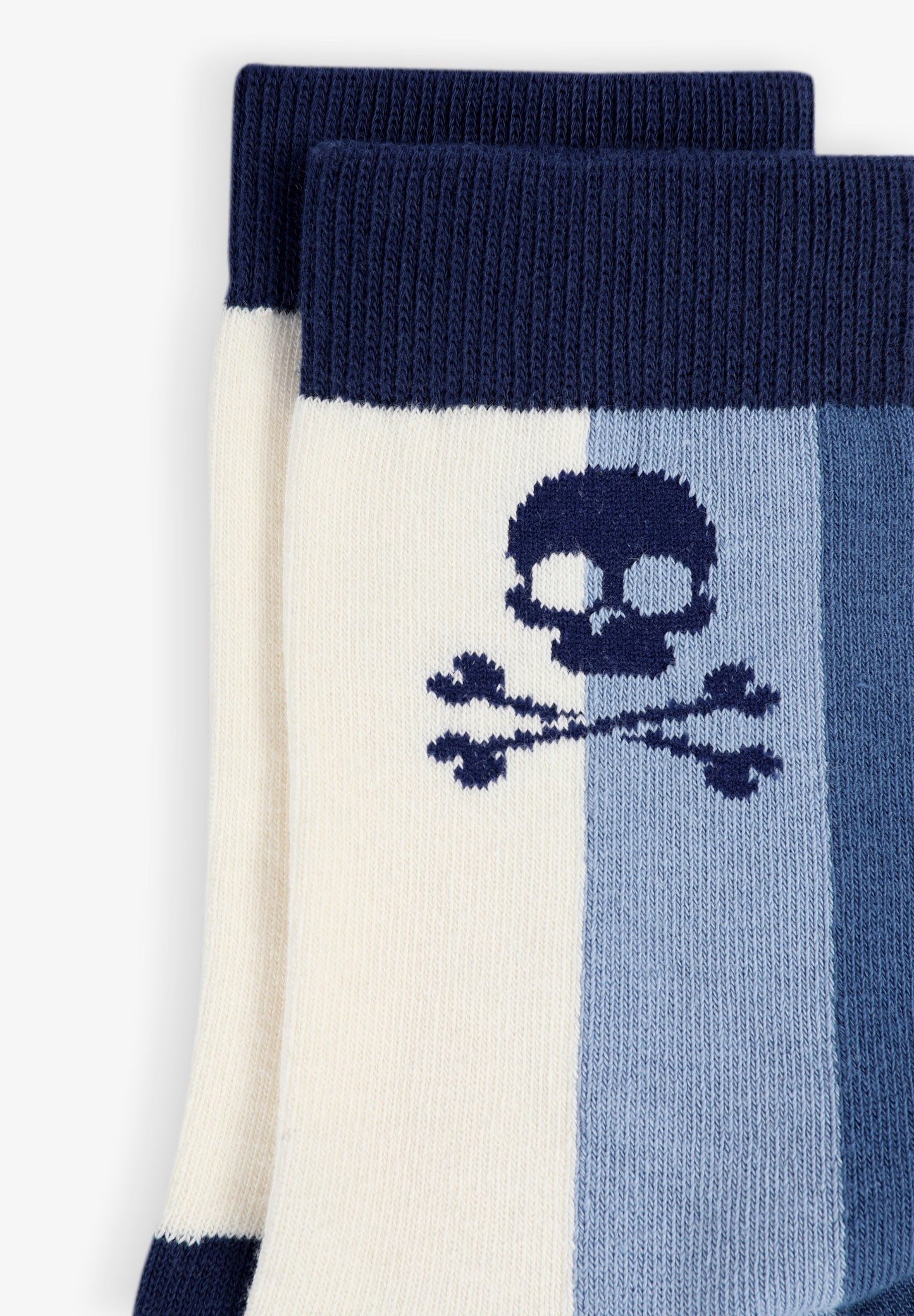 MEIAS ÀS RISCAS TRICOLOR COM SKULL