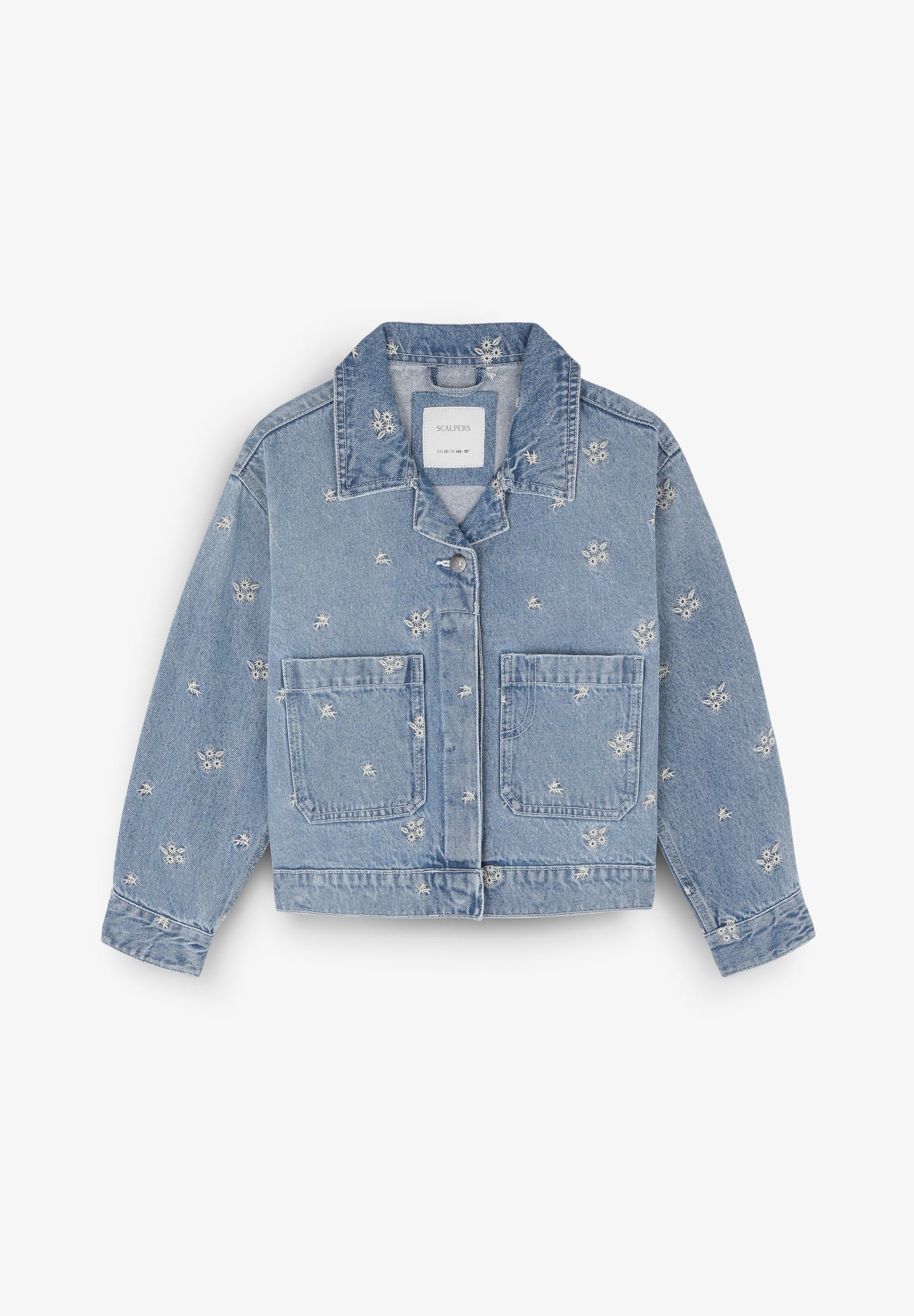 CASACO EM DENIM COM PORMENORES BORDADOS