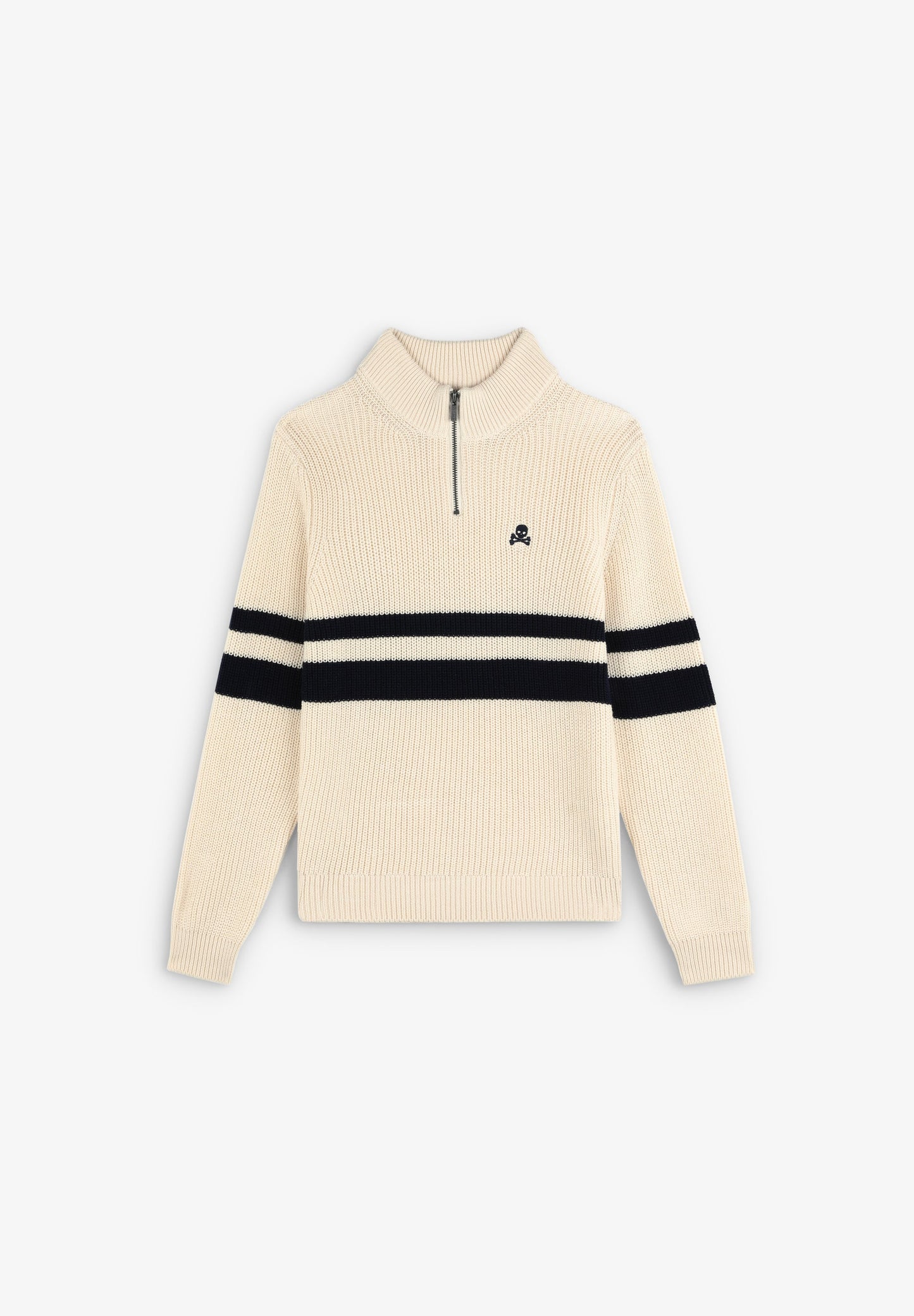 SWEATER ÀS RISCAS COM FECHO DE CORRER