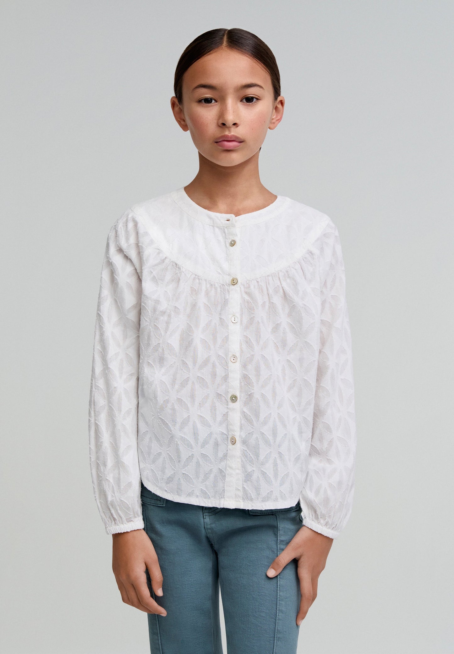 BLUSA EM JACQUARD COM PARTE SUPERIOR