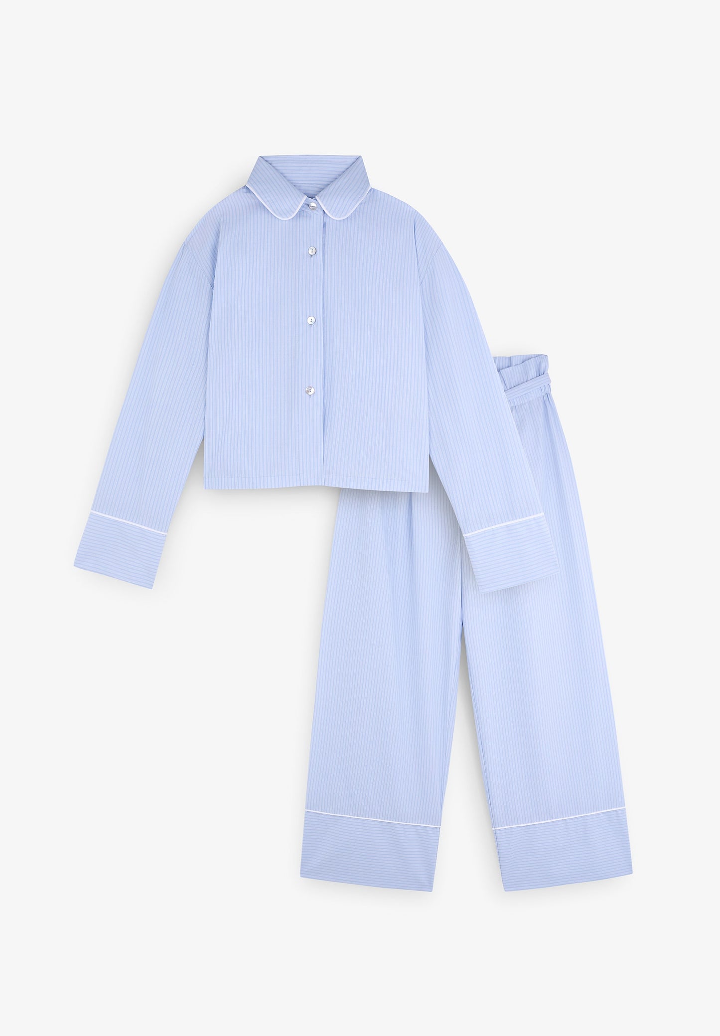 PIJAMA ÀS RISCAS DEBRUADO EM CONTRASTE