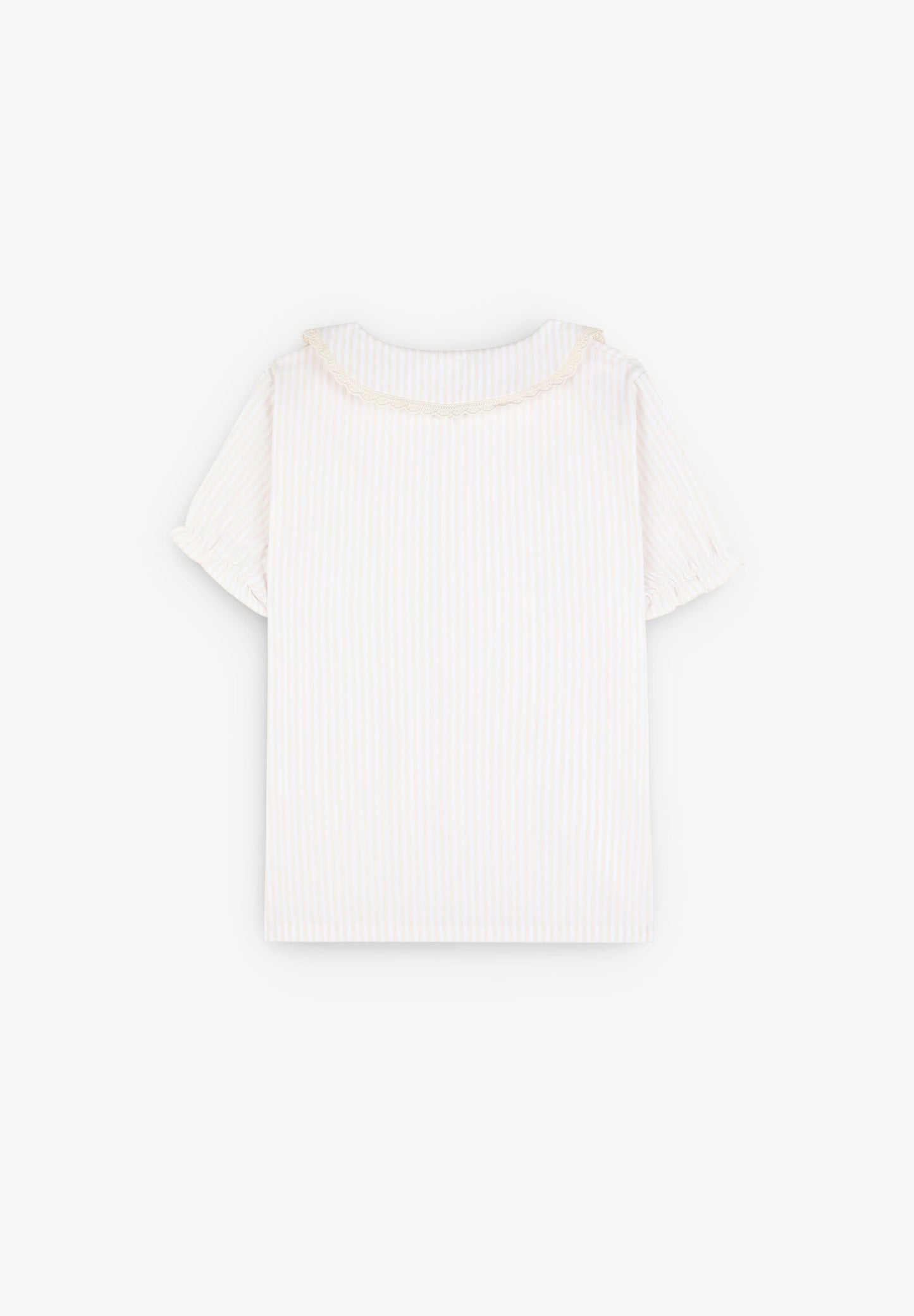PIJAMA ÀS RISCAS GOLA TIRA BORDADA