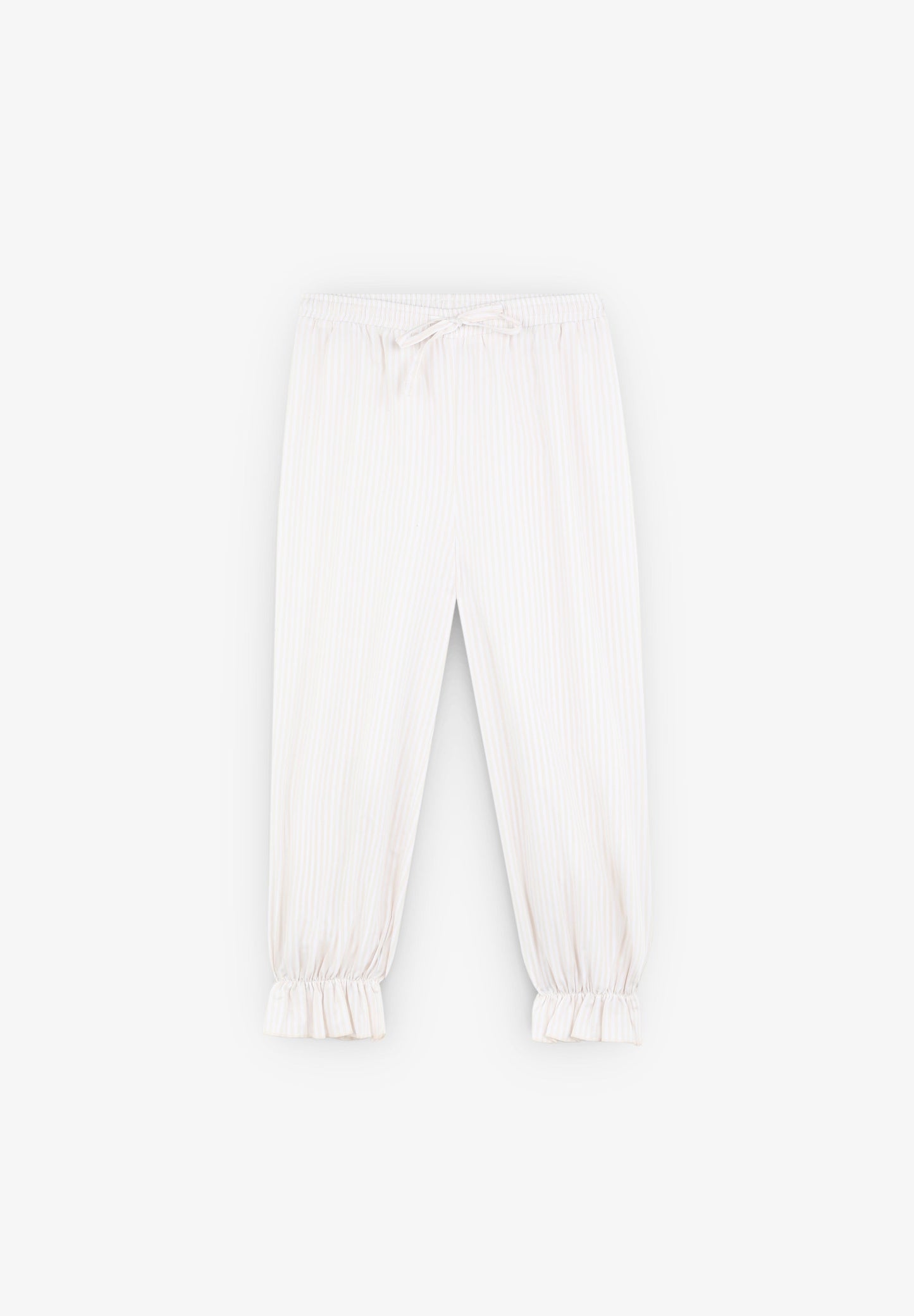PIJAMA ÀS RISCAS GOLA TIRA BORDADA