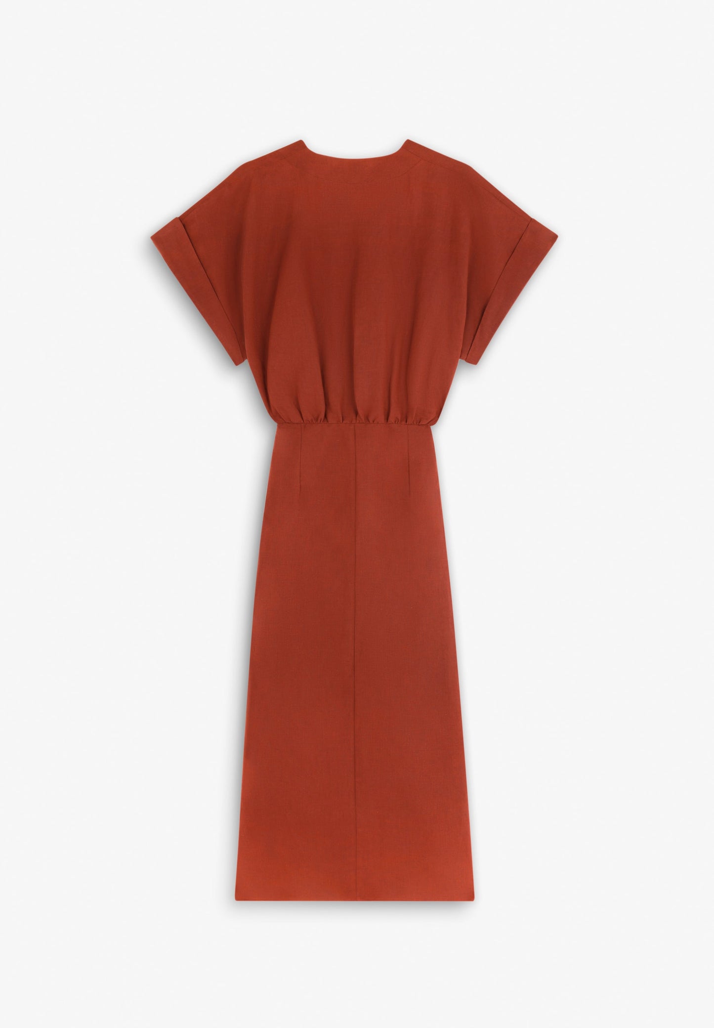 VESTIDO DE LINHO COM FRANZIDOS