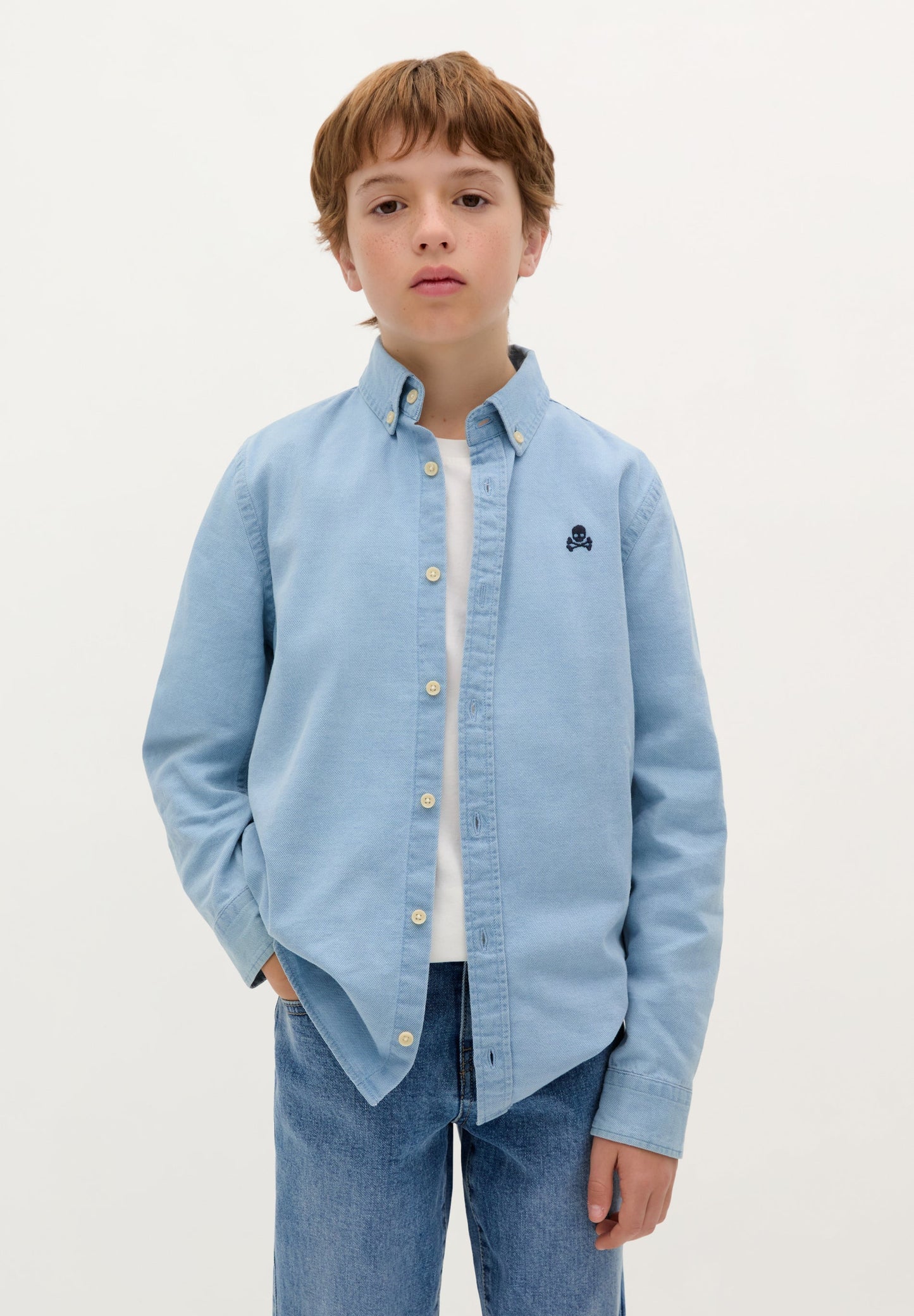 CAMISA DENIM DECOTE COM BOTÕES