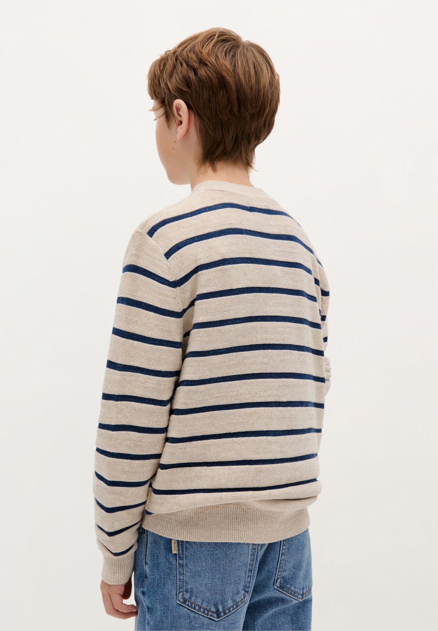 SWEATER ÀS RISCAS COM DECOTE REDONDO