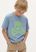 T-SHIRT COM SKULL E ONDAS