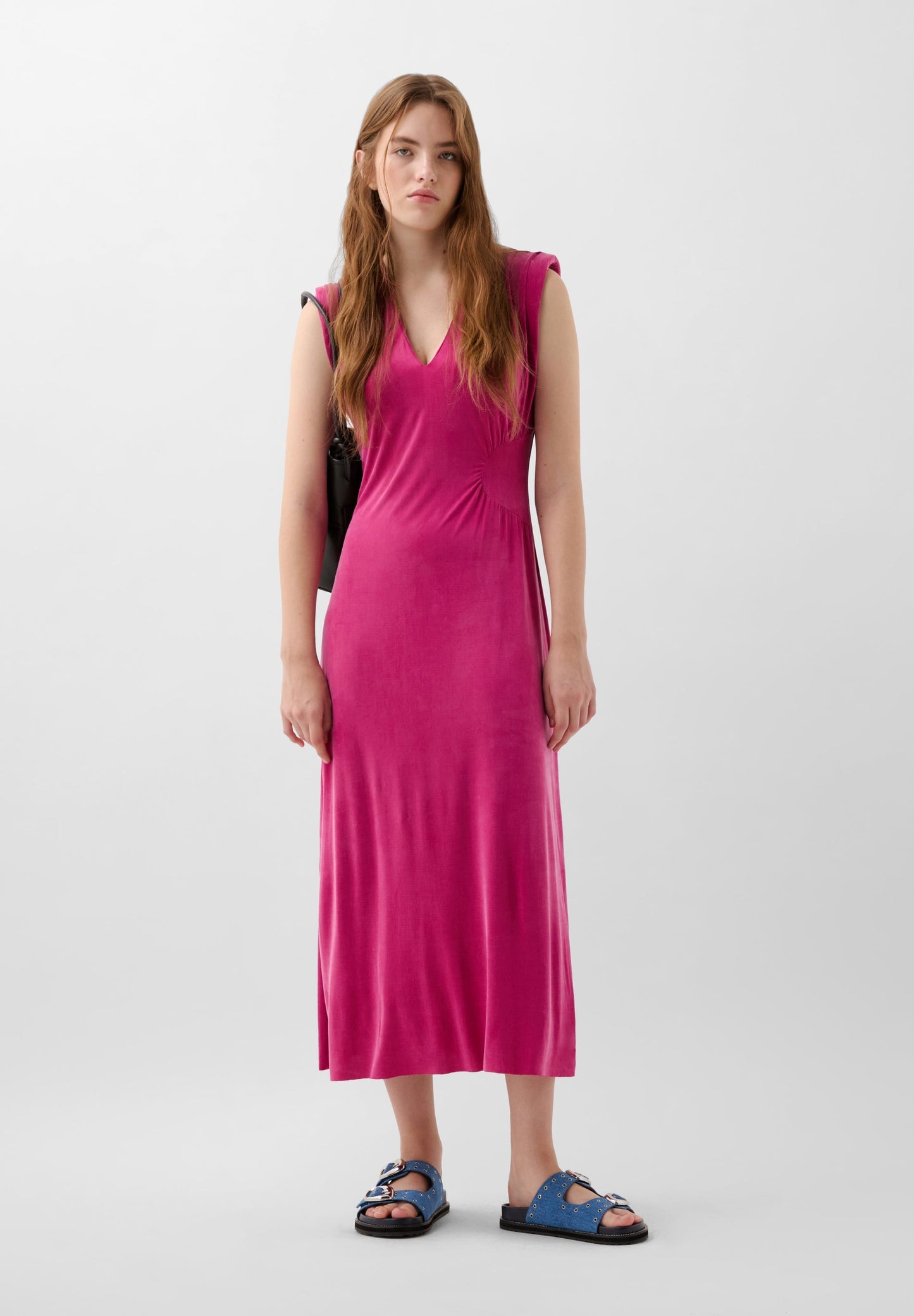 VESTIDO DE CUPRO COM PORMENOR NA CINTURA