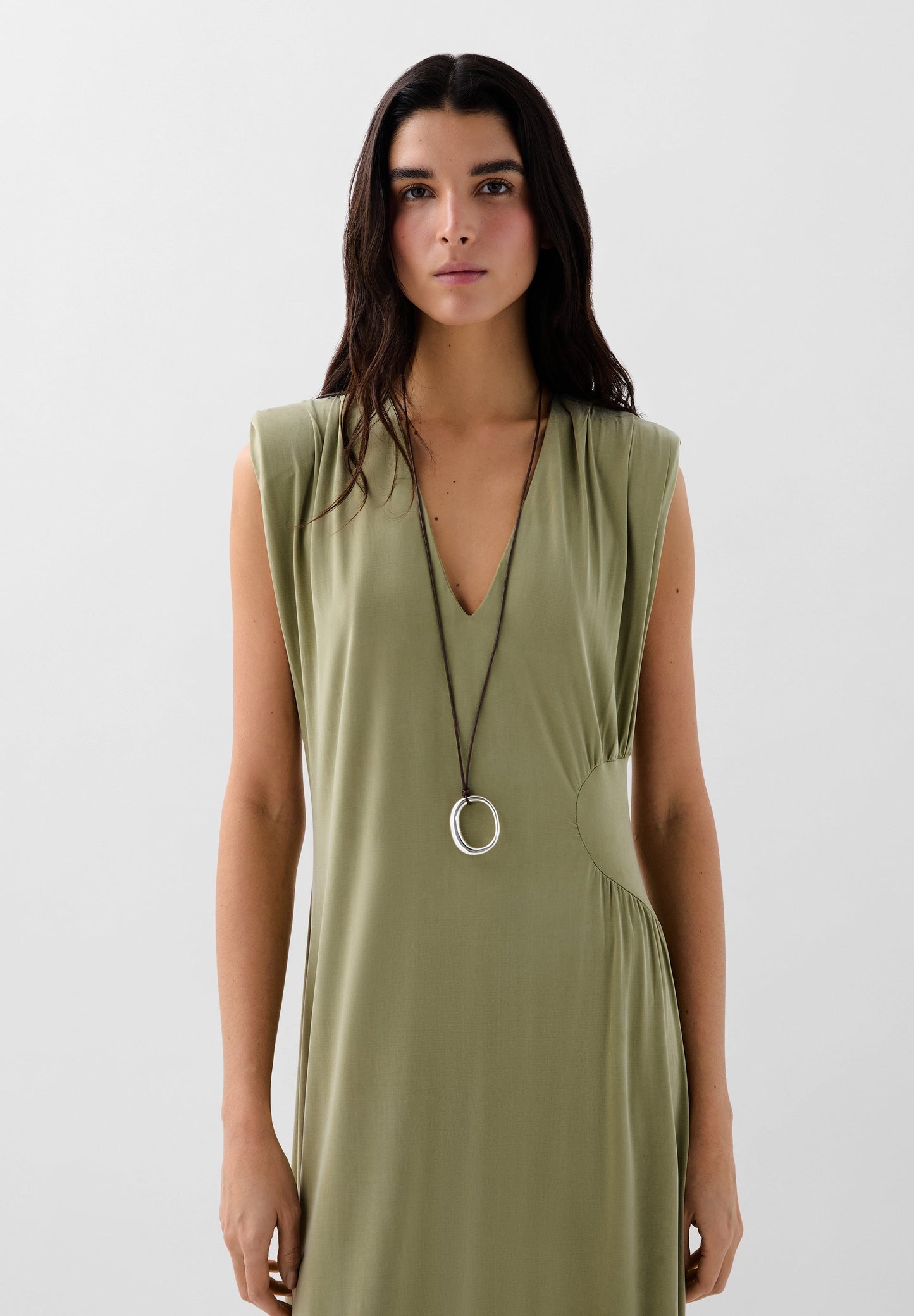 VESTIDO DE CUPRO COM PORMENOR NA CINTURA