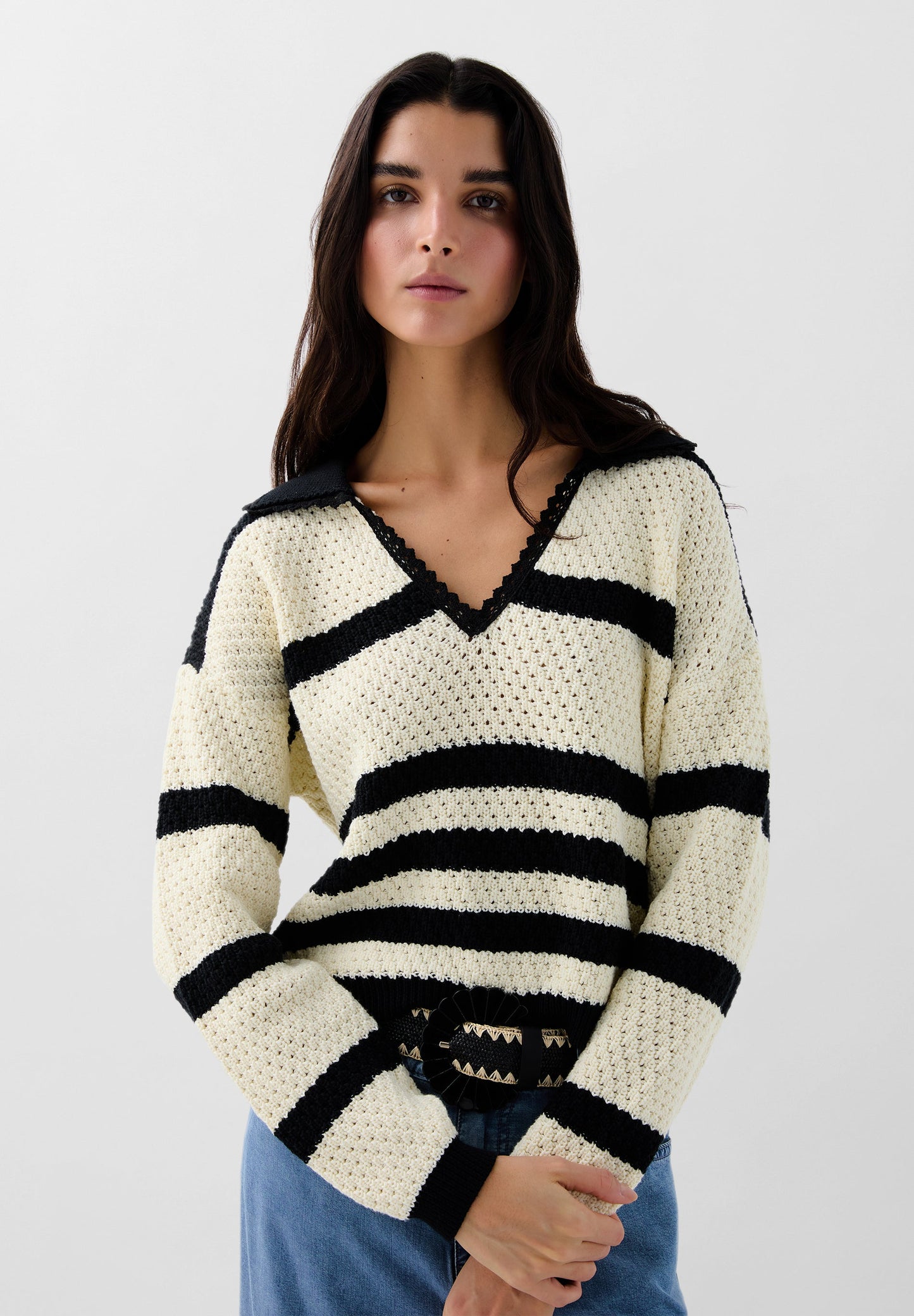 SWEATER ÀS RISCAS EM CROCHET