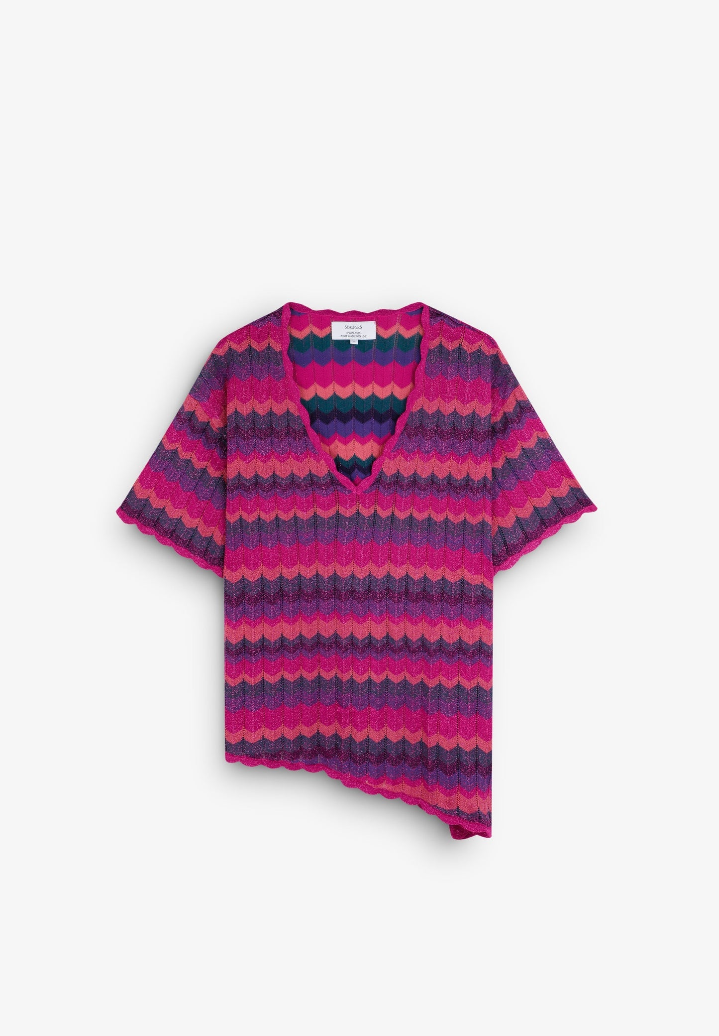 CAMISOLA DE MALHA COM RENDILHADO EM FIO METALIZADO