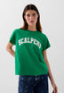 T-SHIRT COM PADRÃO DE LOGÓTIPO À FRENTE