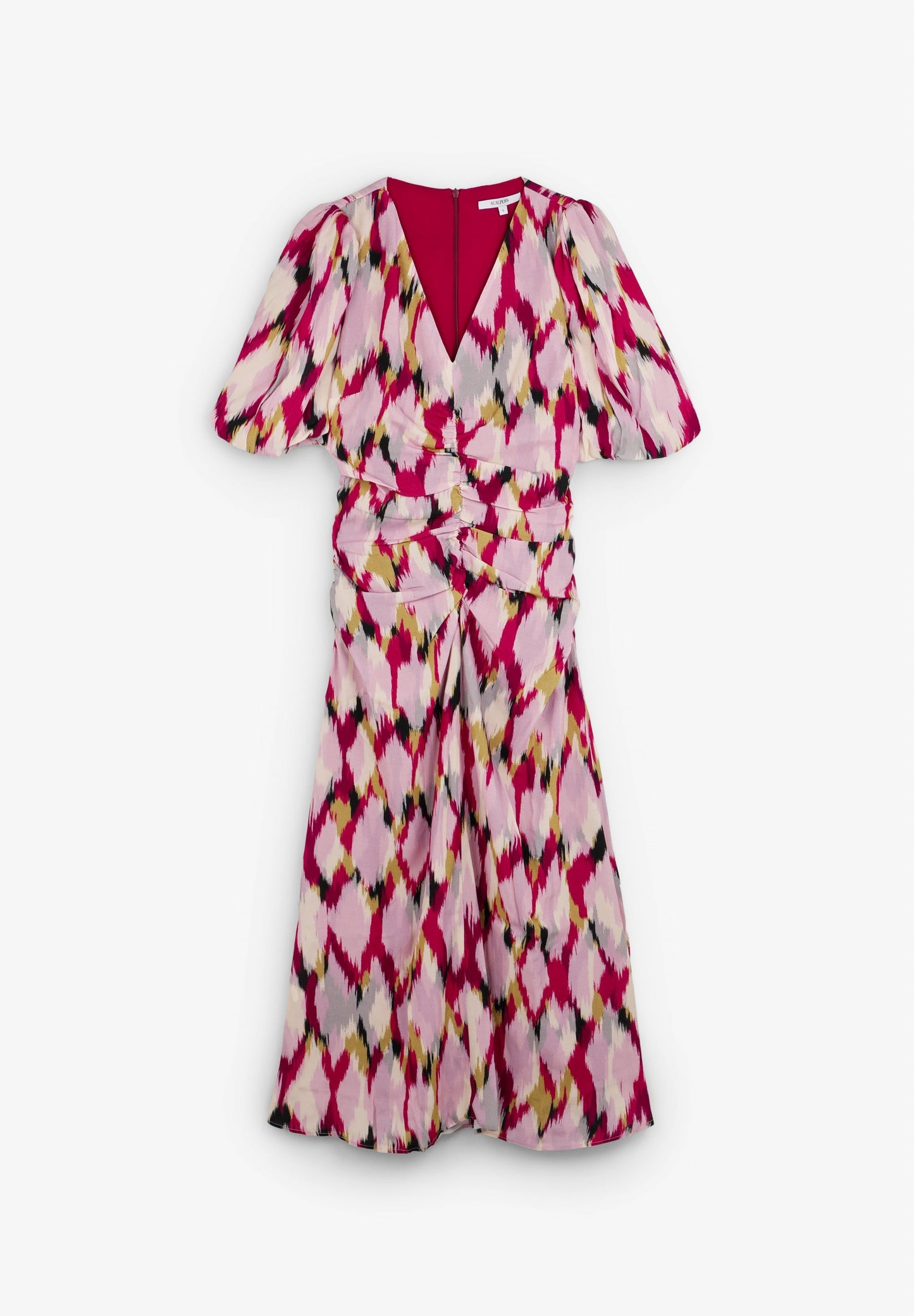 VESTIDO COM PADRÃO E FRANZIDOS