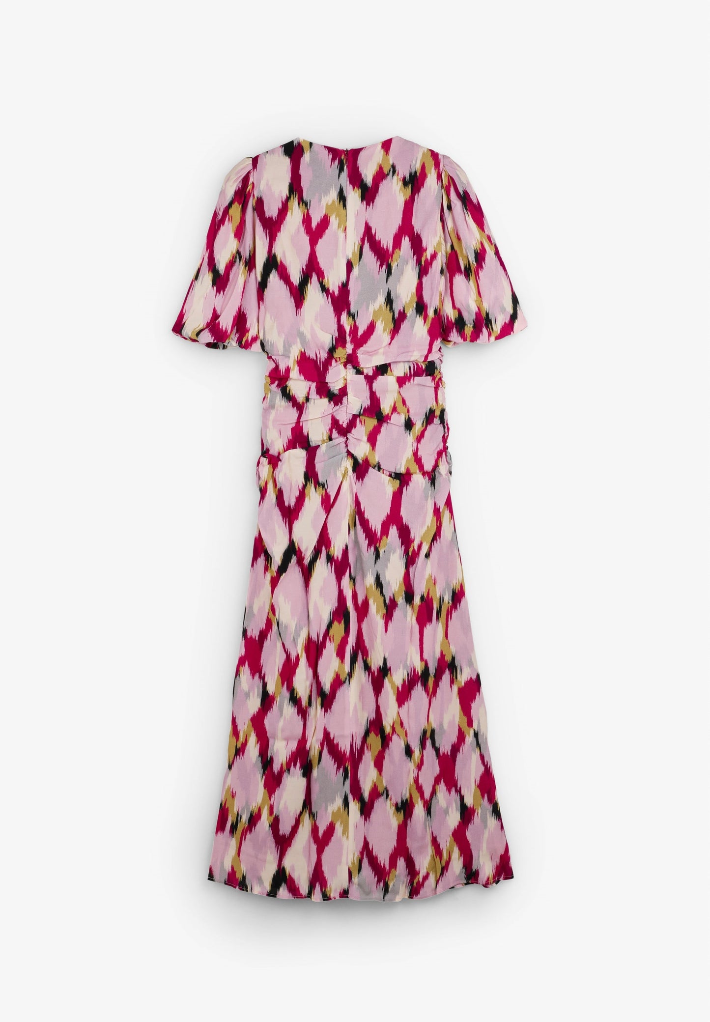 VESTIDO COM PADRÃO E FRANZIDOS