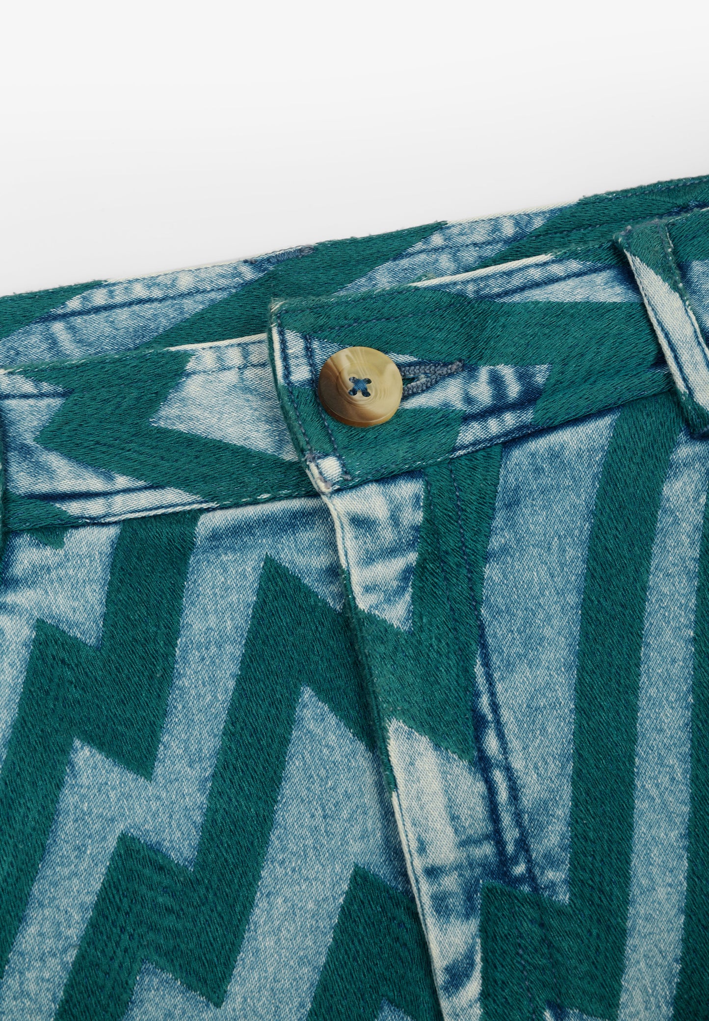 MICHONET | PANTALON DENIM CHEVRON VERDE