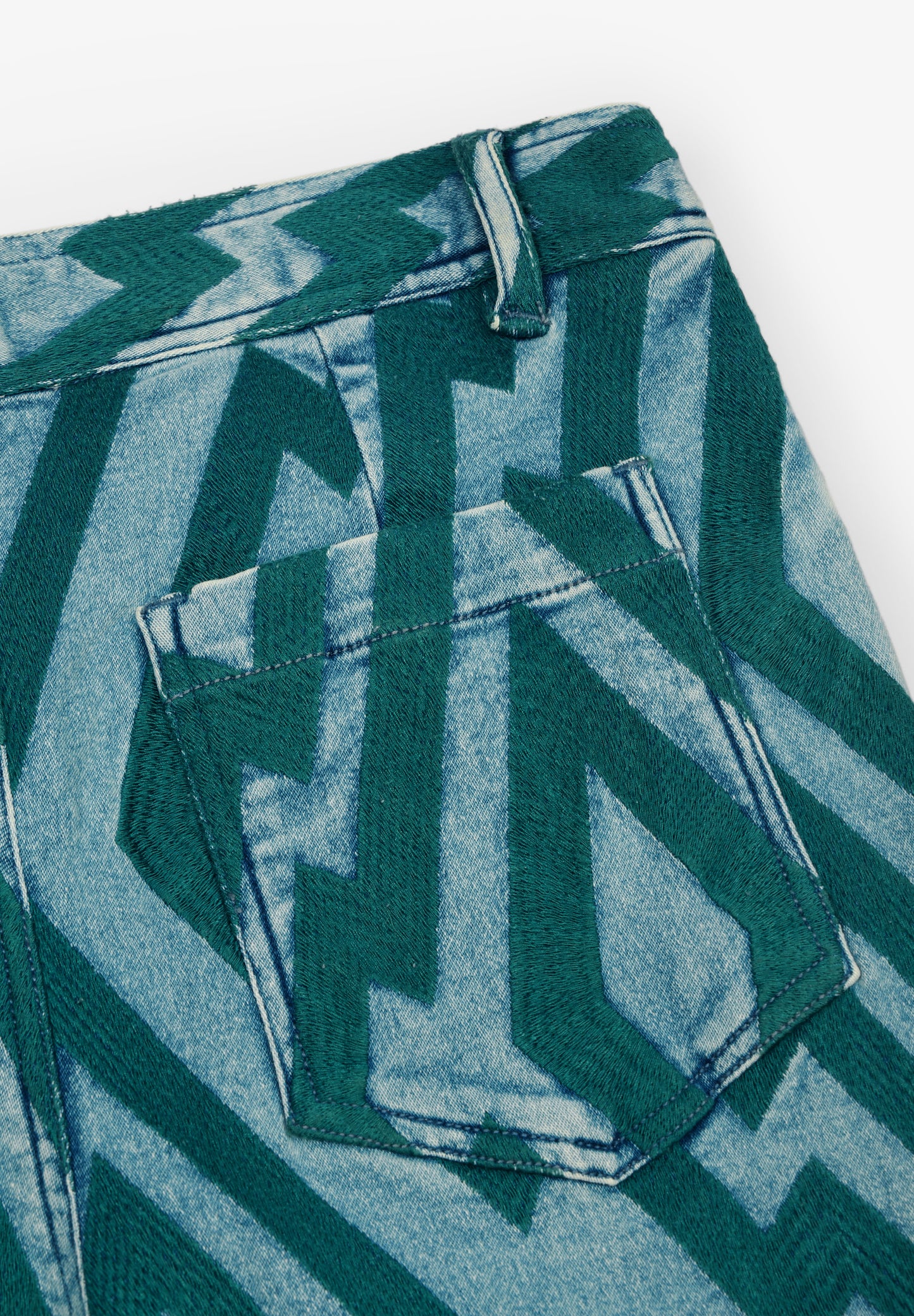 MICHONET | PANTALON DENIM CHEVRON VERDE