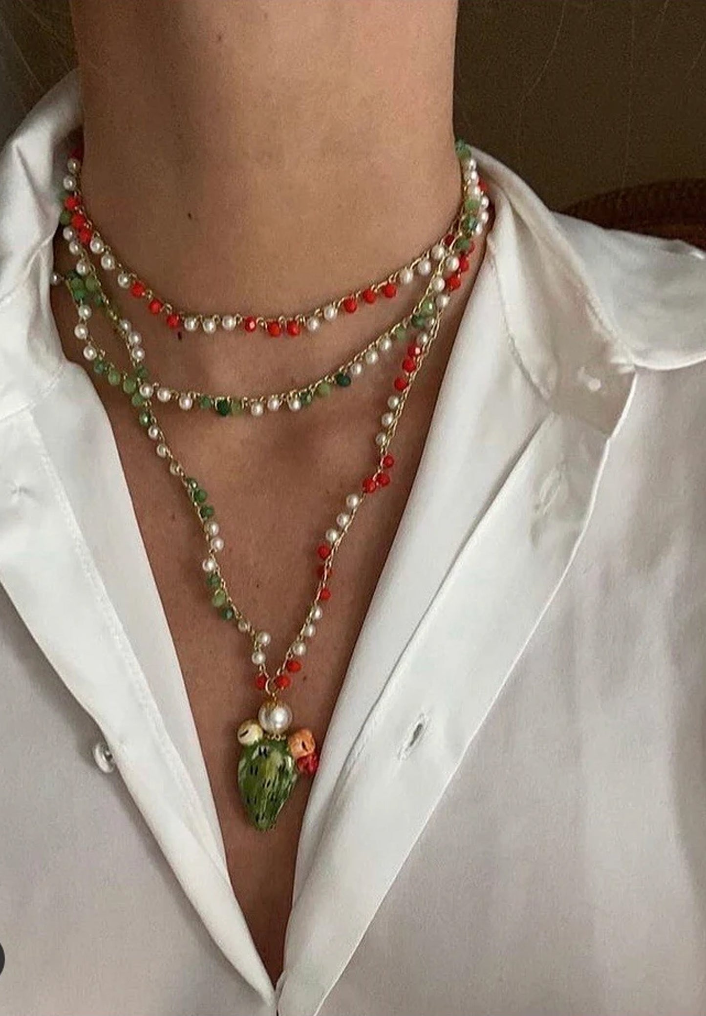 CASHFANA | COLLAR LARGO DE CERÁMICA CACTUS