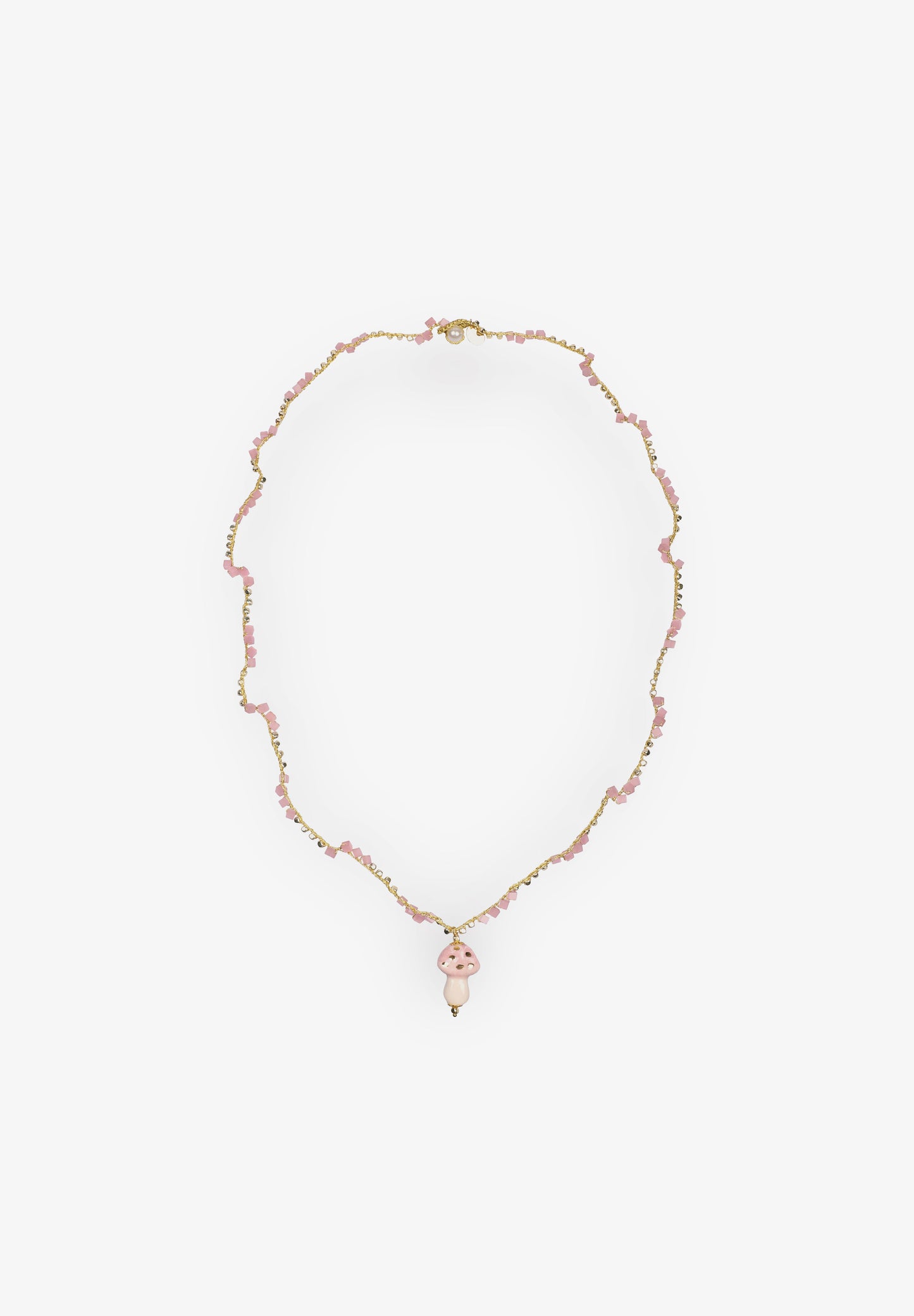 CASHFANA | COLLAR LARGO DE CERÁMICA FUNGHI ROSA
