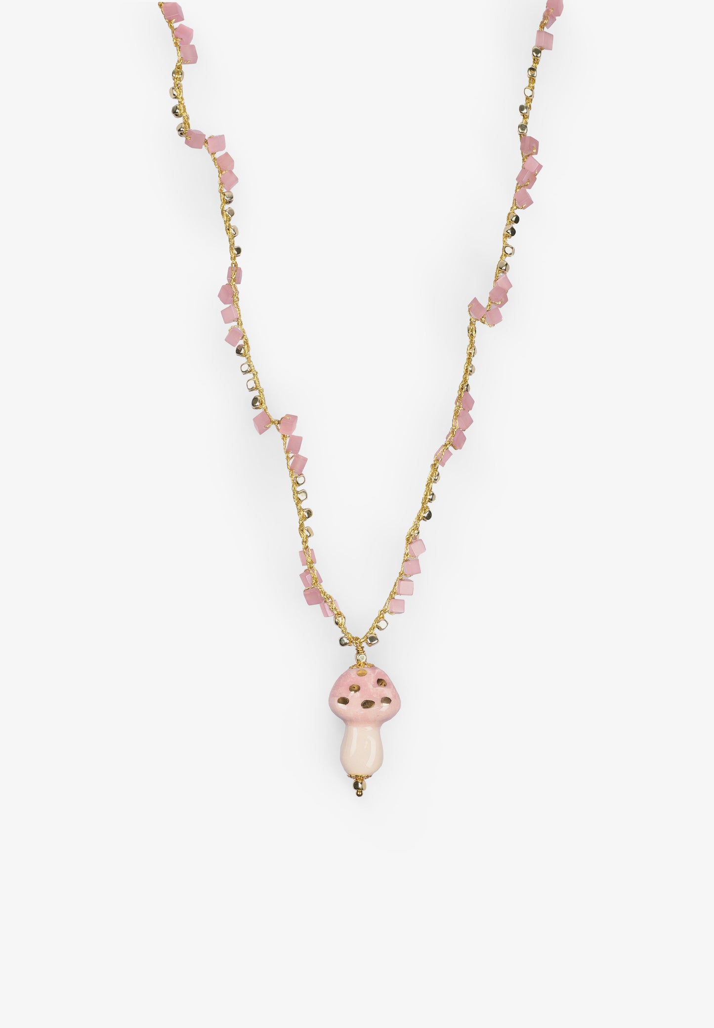 CASHFANA | COLLAR LARGO DE CERÁMICA FUNGHI ROSA