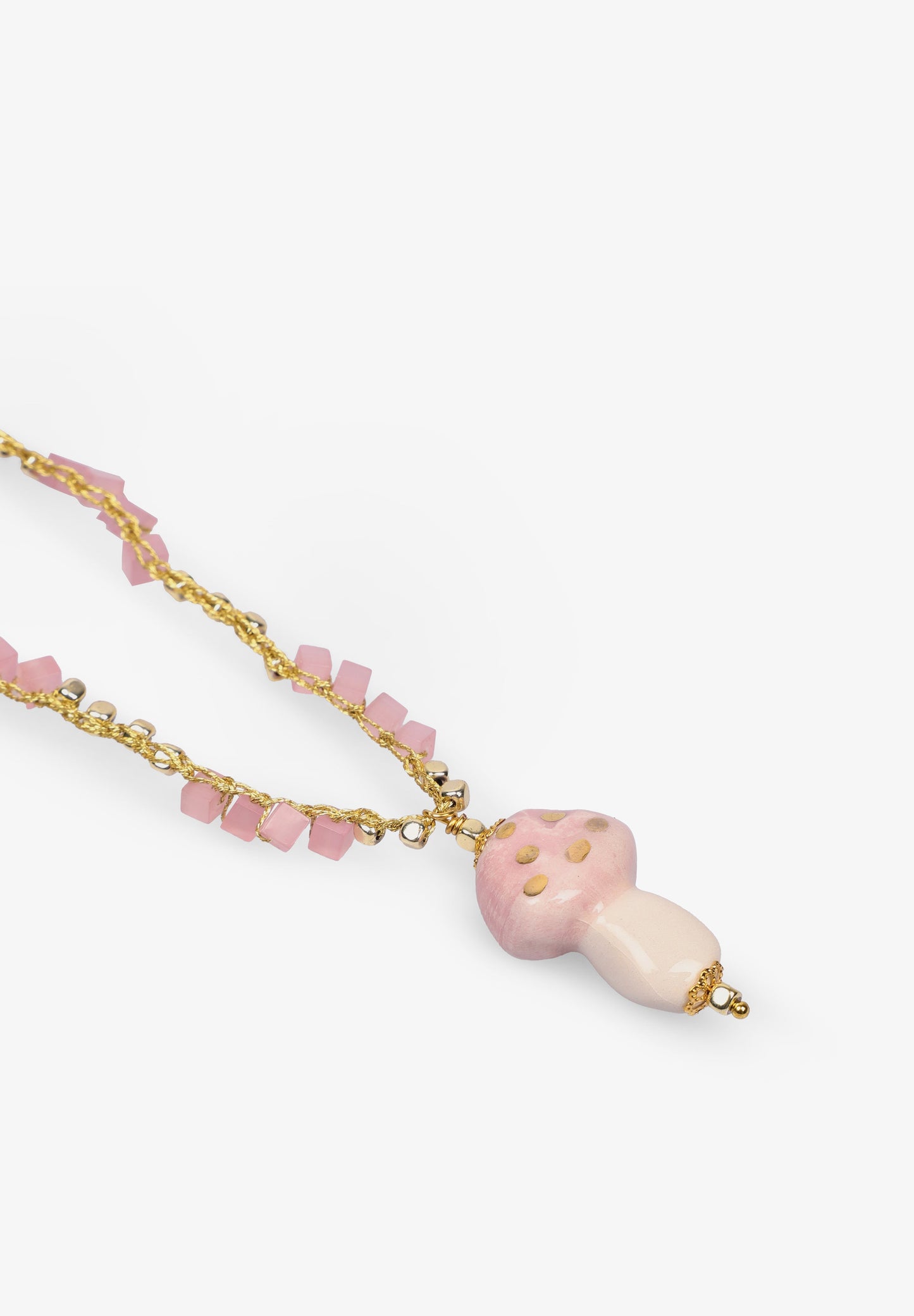 CASHFANA | COLLAR LARGO DE CERÁMICA FUNGHI ROSA