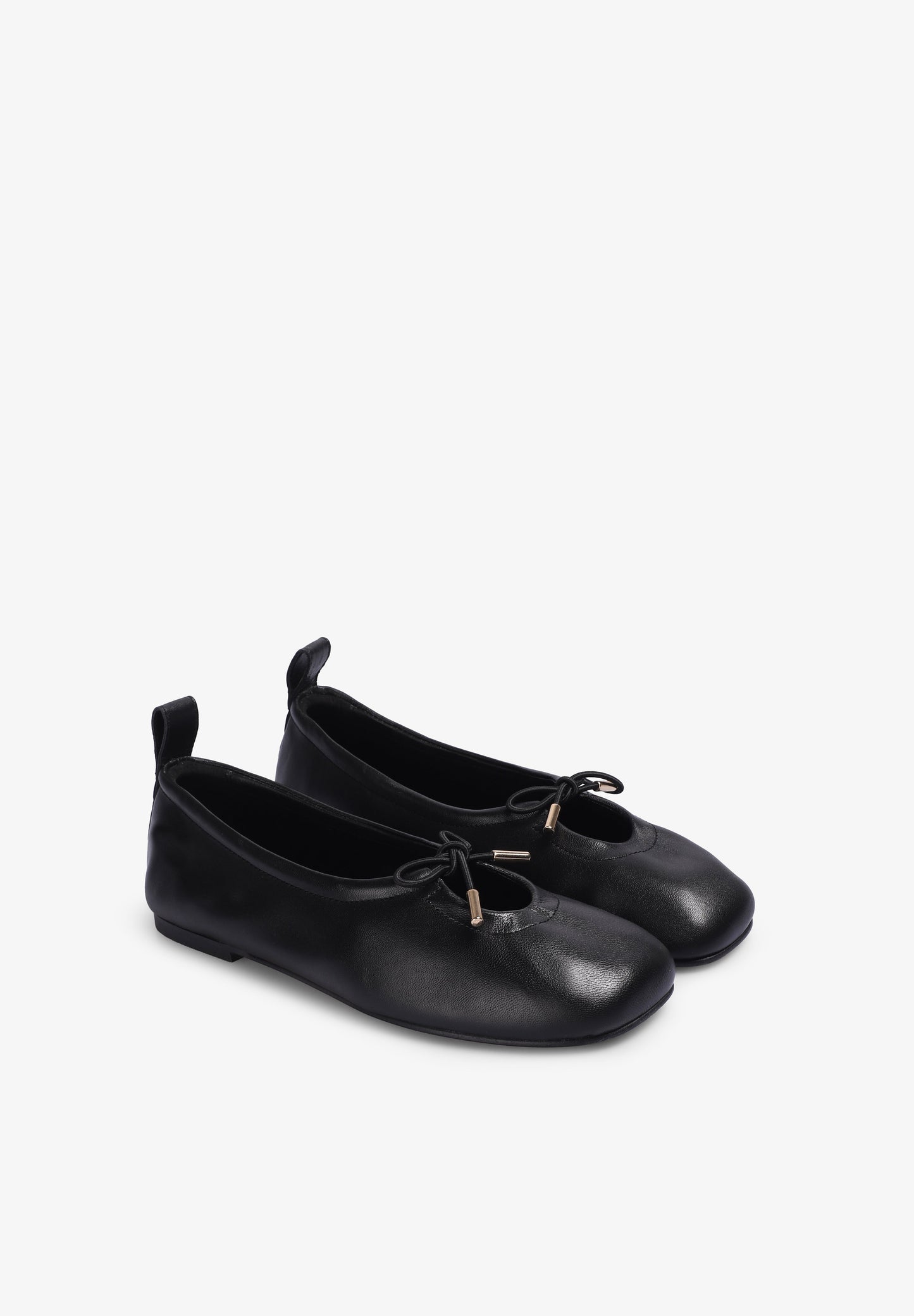 ALOHAS | ROSALIND BLACK LEATHER BALLET FLATS