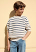 SWEATER ÀS RISCAS COM DECOTE REDONDO