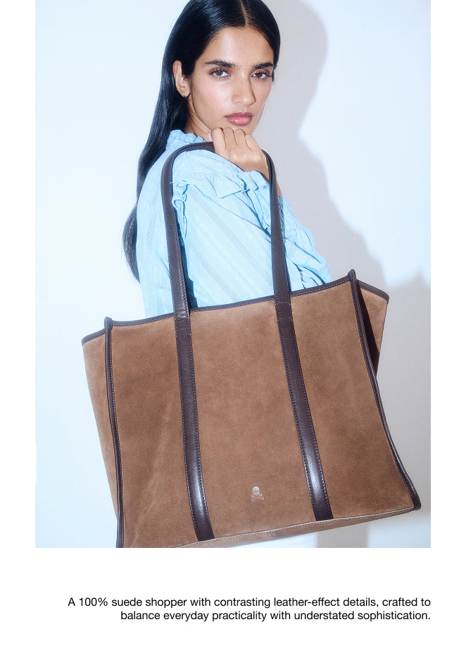 BOLSA SHOPPER DE CAMURÇA EM CONTRASTE