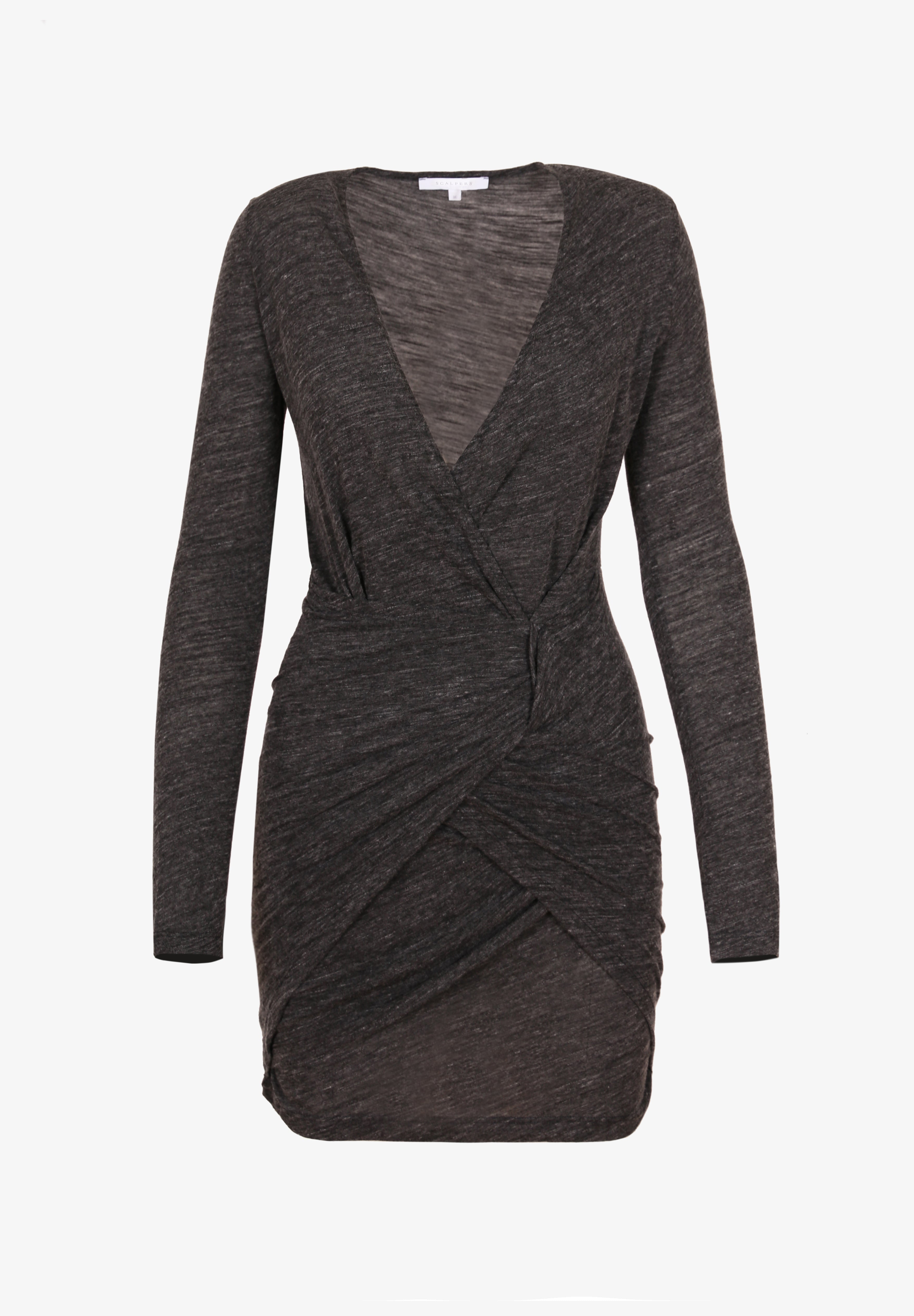 VESTIDO AJUSTADO NUDO DELANTERO GRIS MELANGE