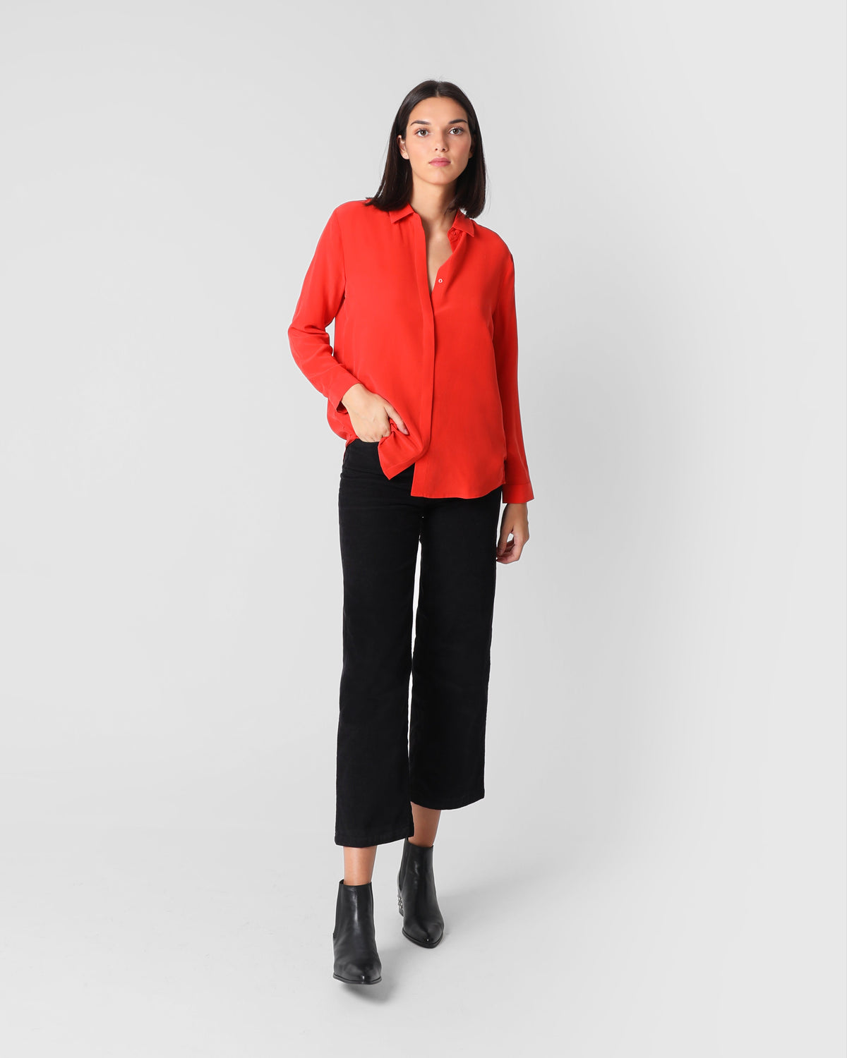 CAMISA SEDA ROJO