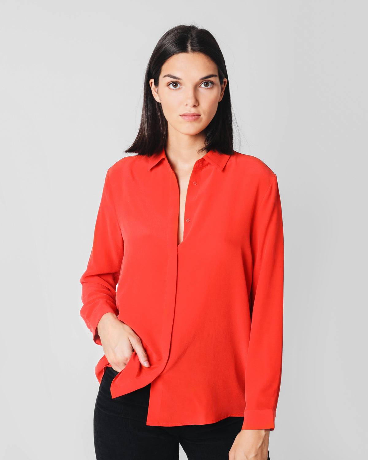 CAMISA SEDA ROJO