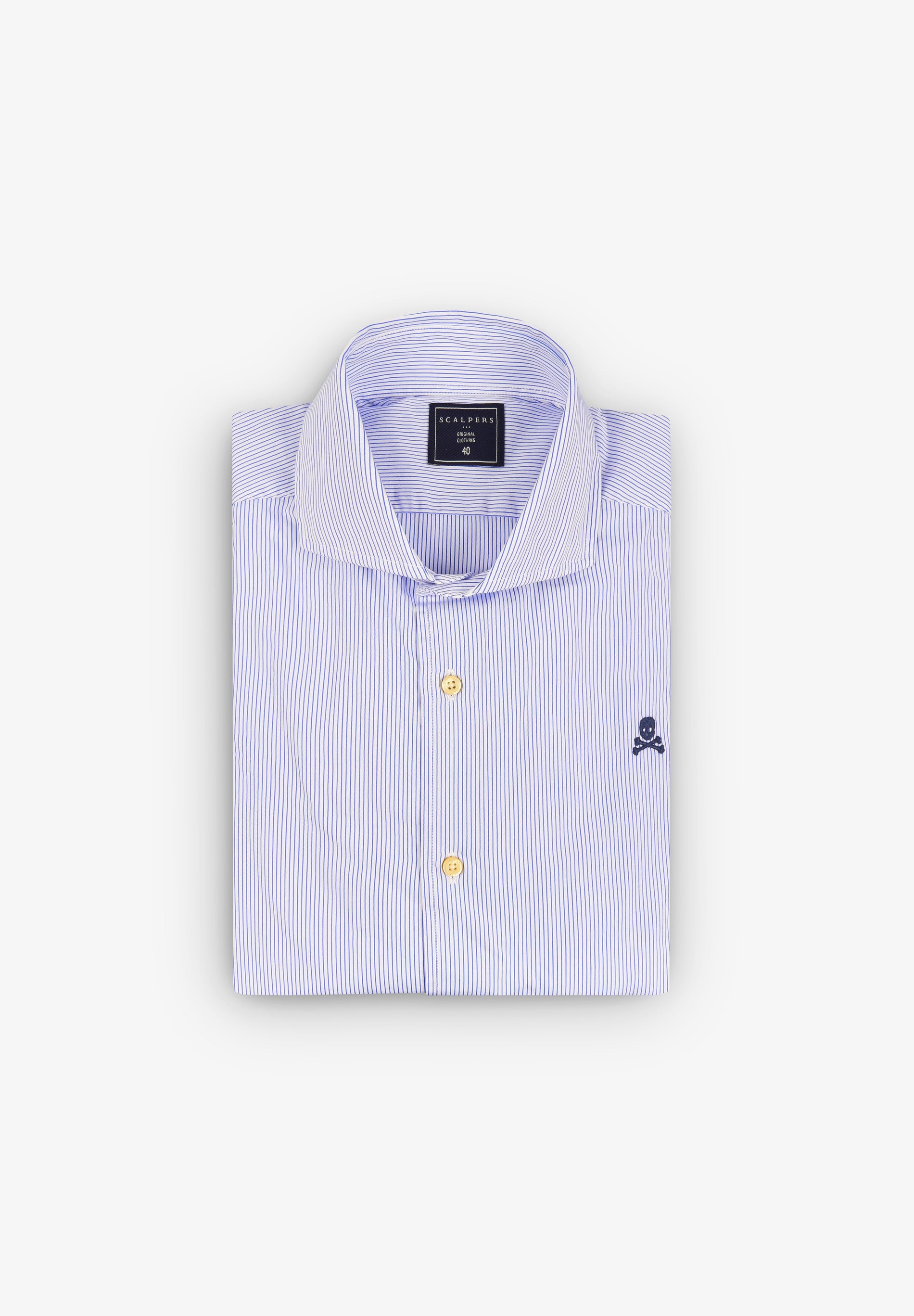 CAMISA CLÁSSICA ÀS RISCAS COM SKULL EM CONTRASTE