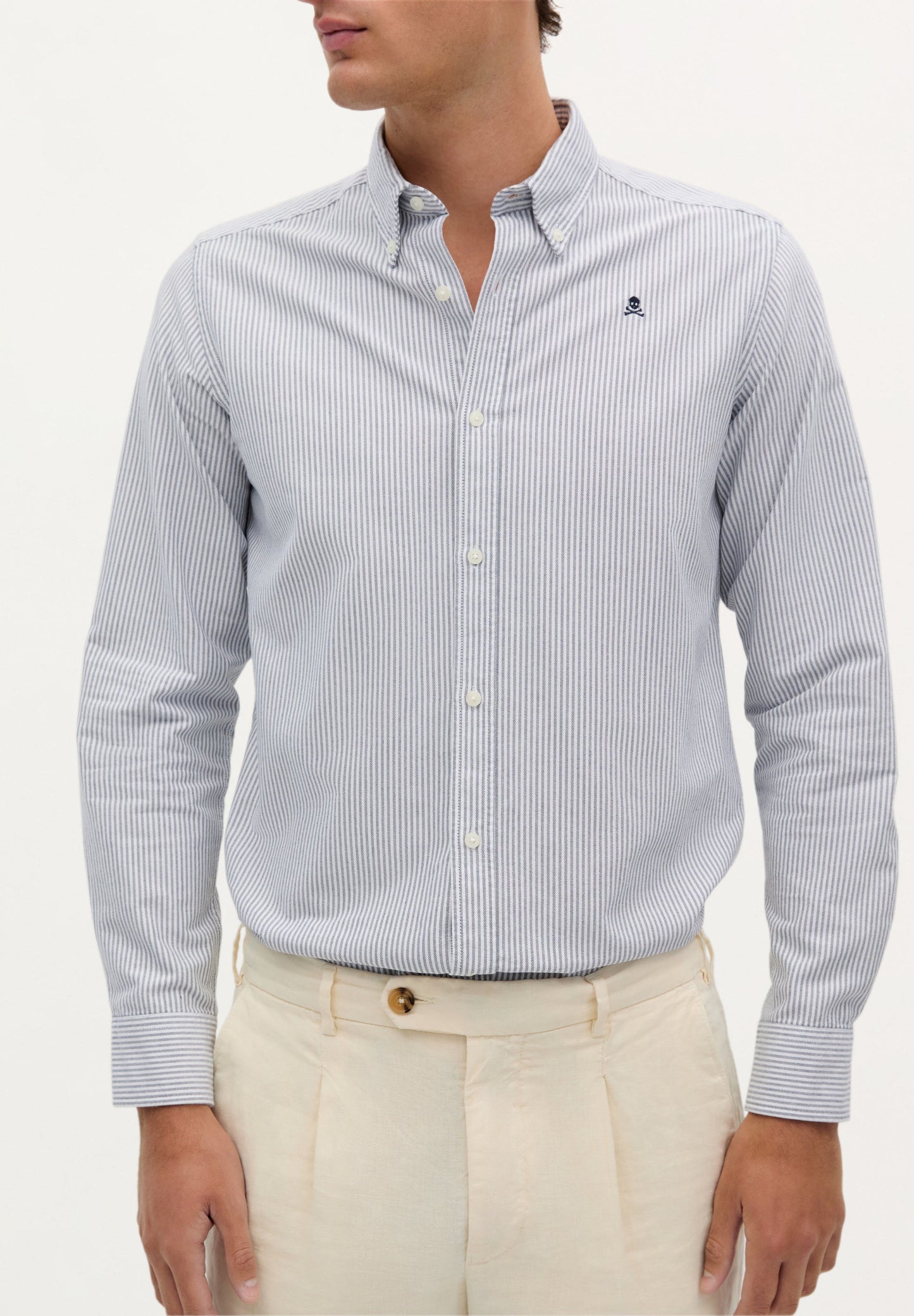 CAMISA OXFORD CAVEIRA CONTRASTE