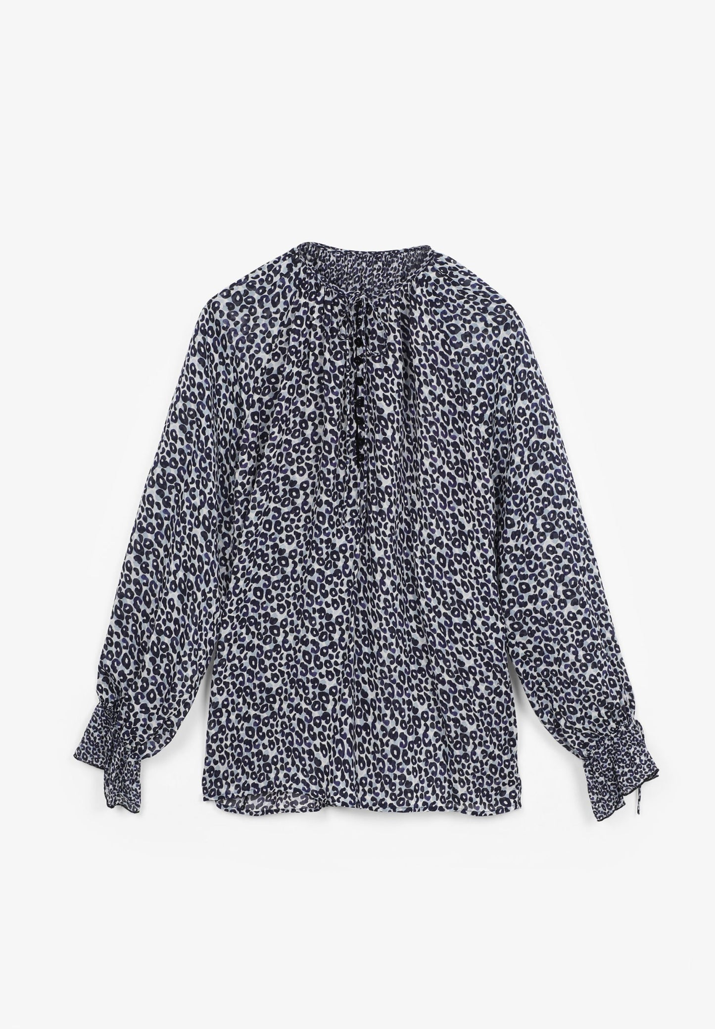 BLUSA SEMITRANSPARENTE COM ANIMAL PRINT