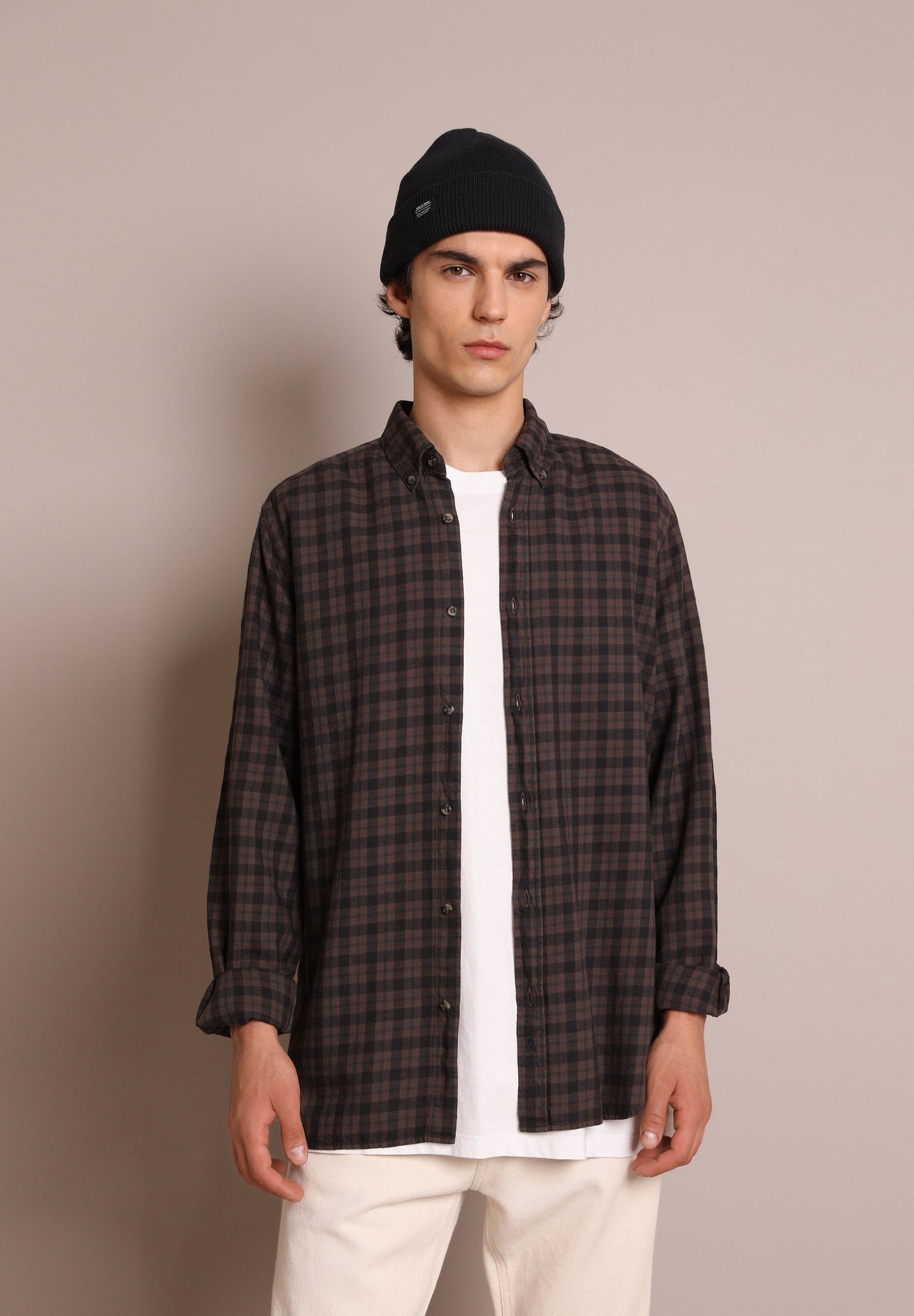 CAMISA DE XADREZ COM DECOTE DE BOTÕES