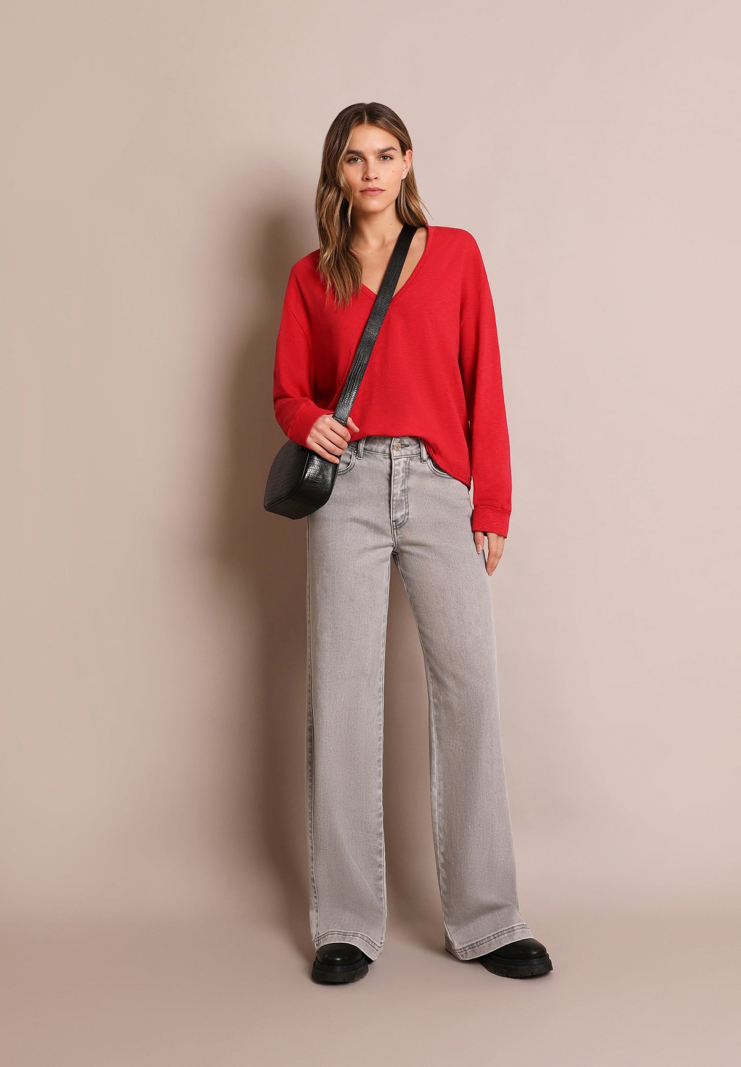 T-SHIRT DE MANGA COMPRIDA COM NERVURAS