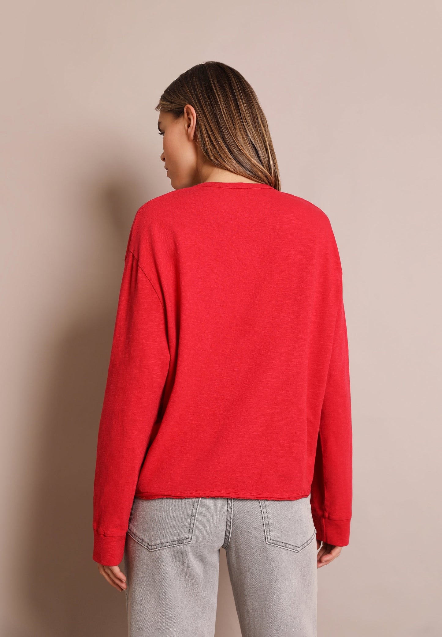 T-SHIRT DE MANGA COMPRIDA COM NERVURAS