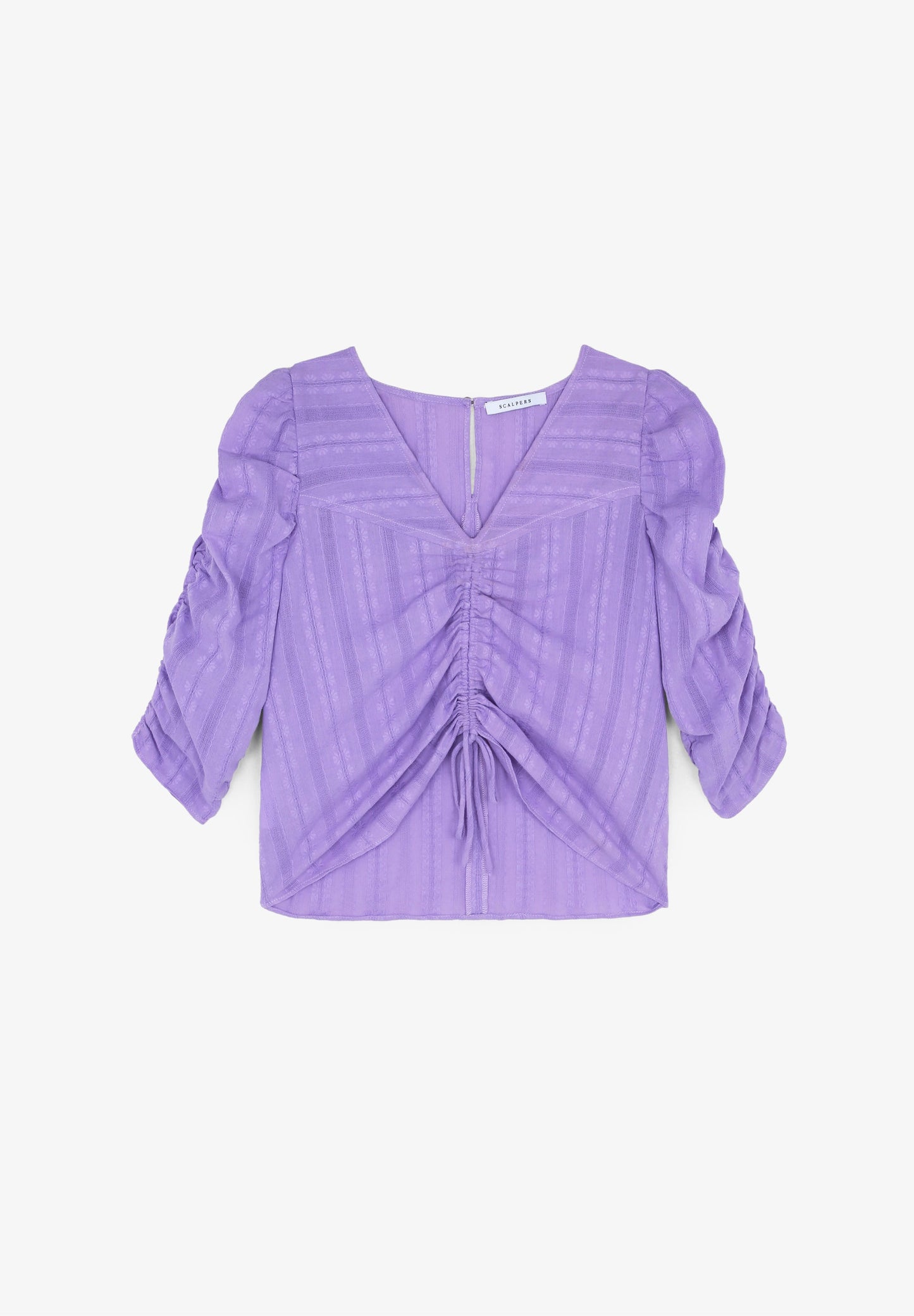 BLUSA ÀS RISCAS COM FRANZIDO