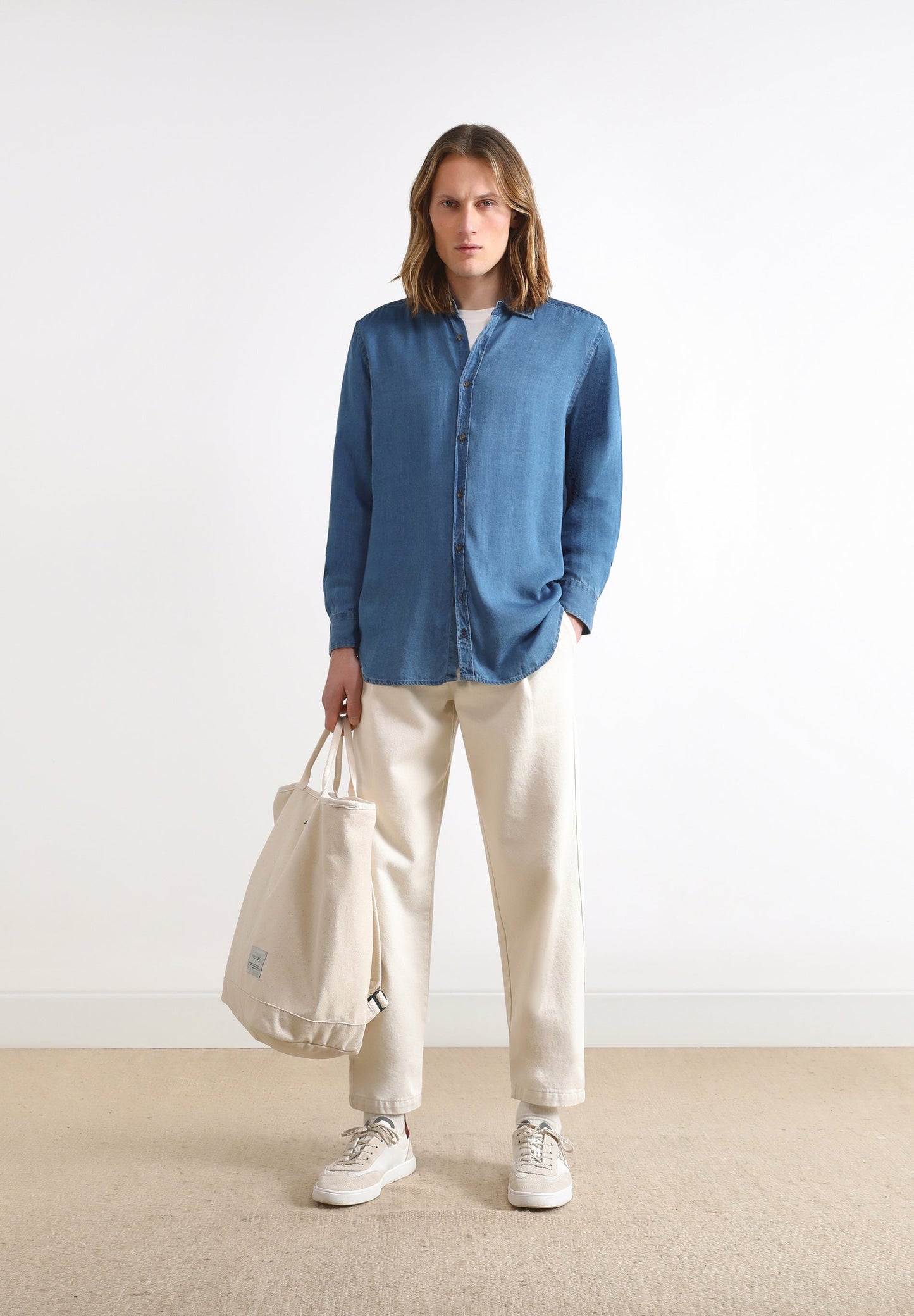 CAMISA DENIM LOGO PLACKET