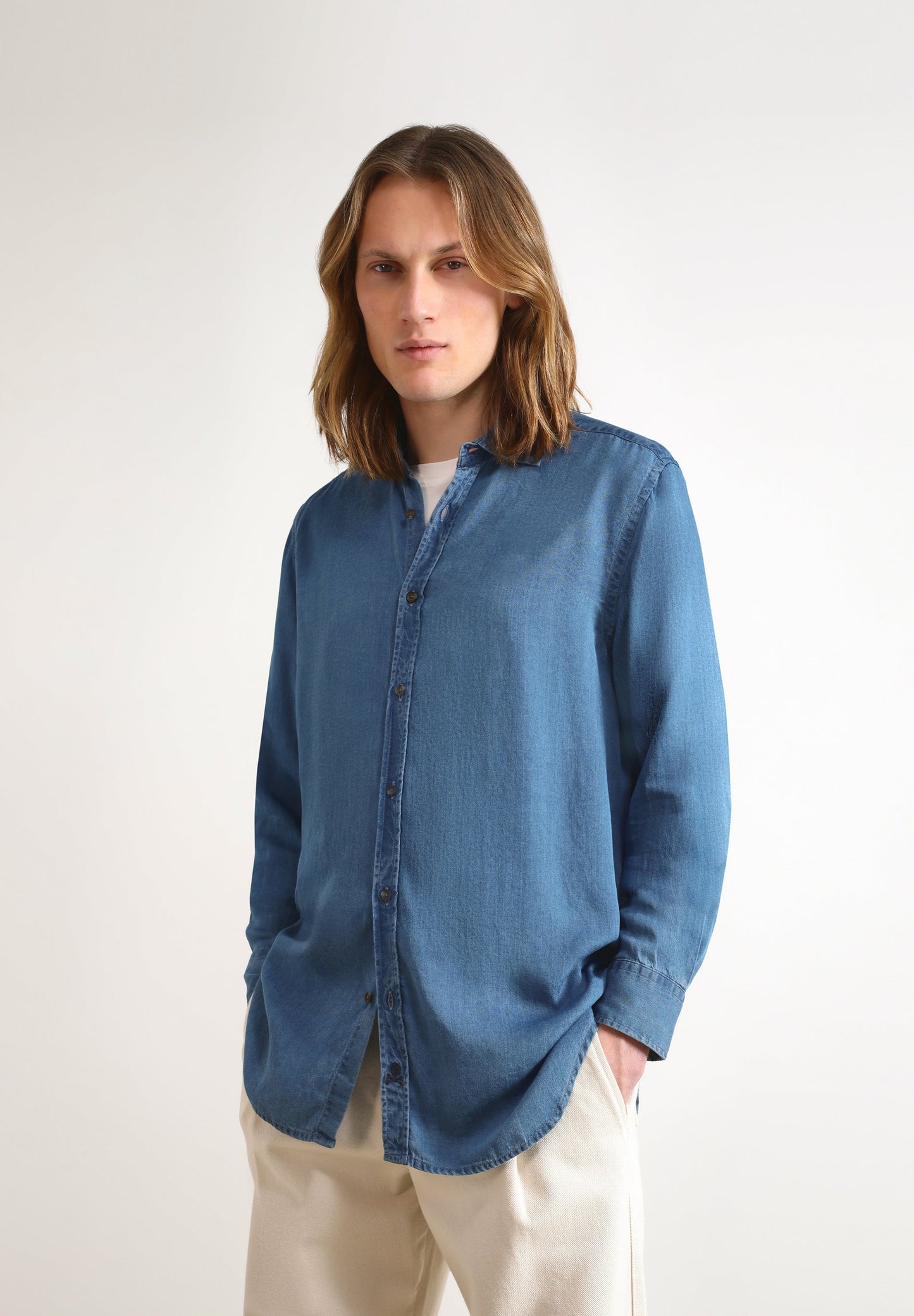 CAMISA DENIM LOGO PLACKET