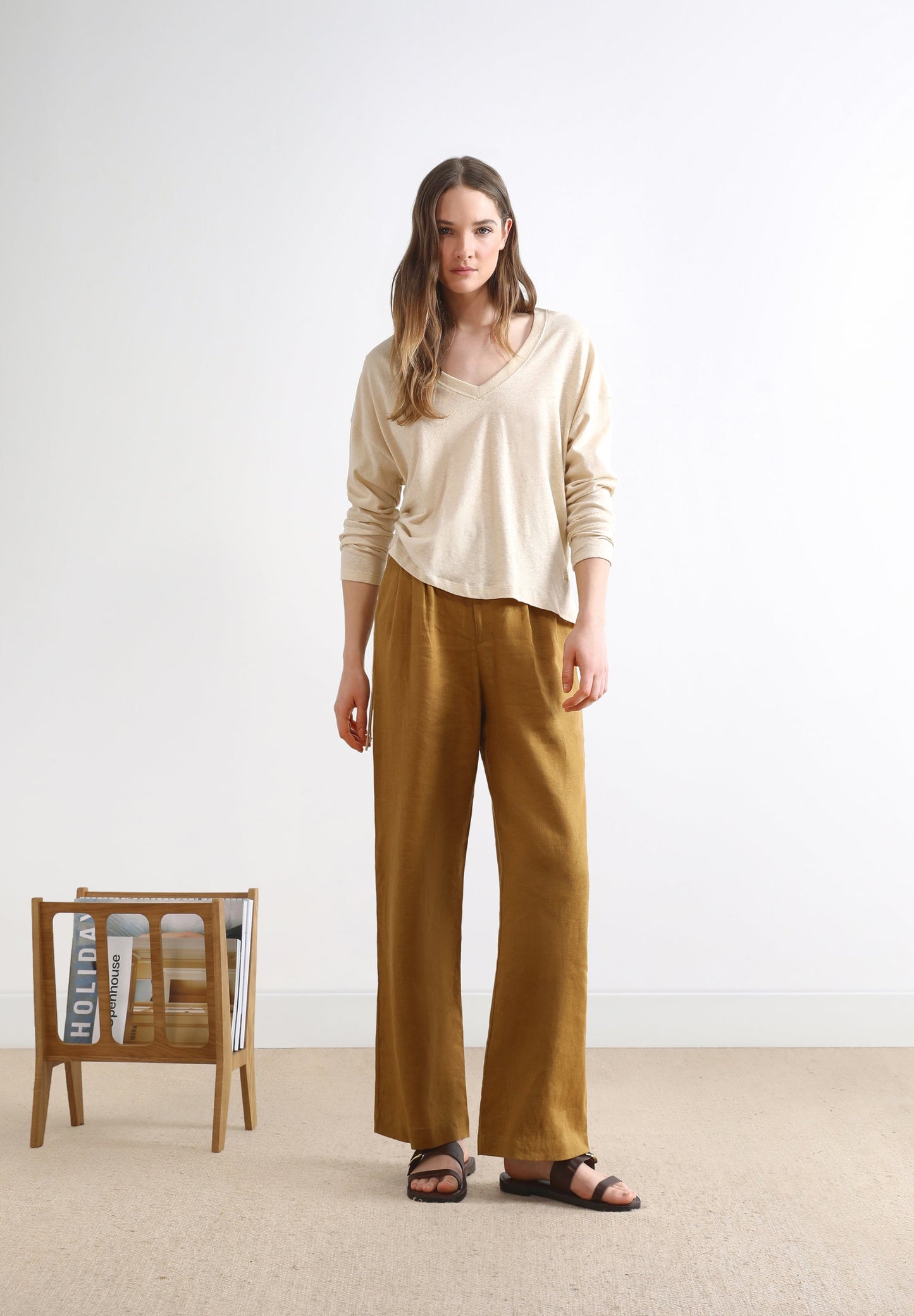 T-SHIRT DE LINHO DE MANGA COMPRIDA